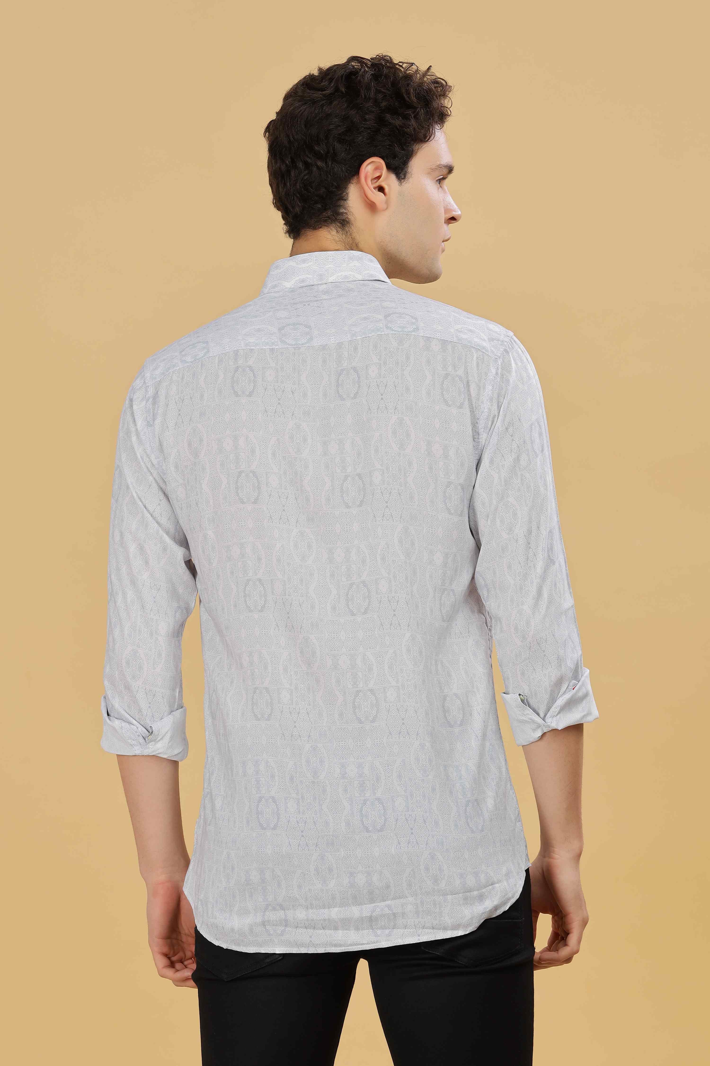 White Designer Printed Shirt