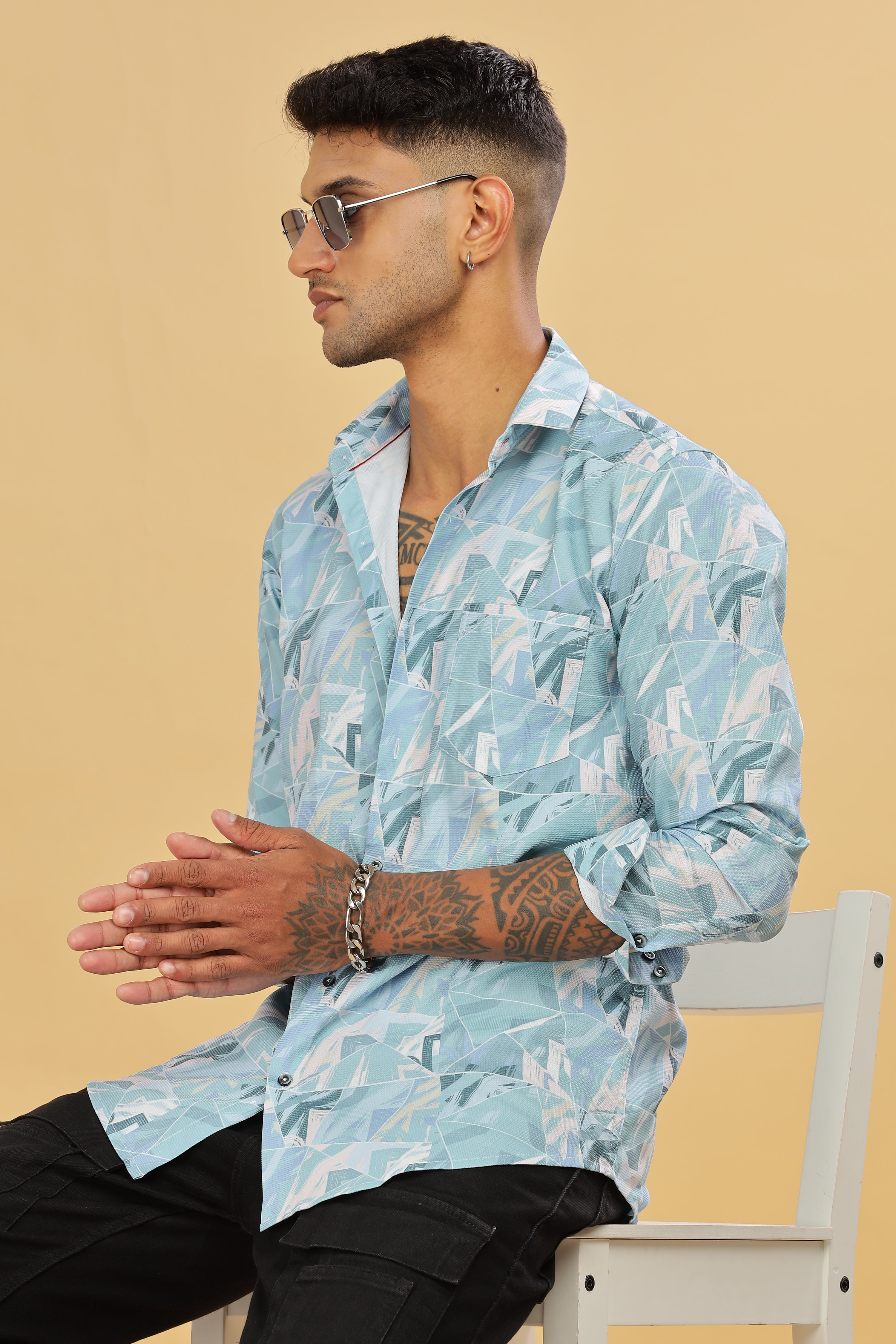 Blue Graphic Degital Printed Shirt