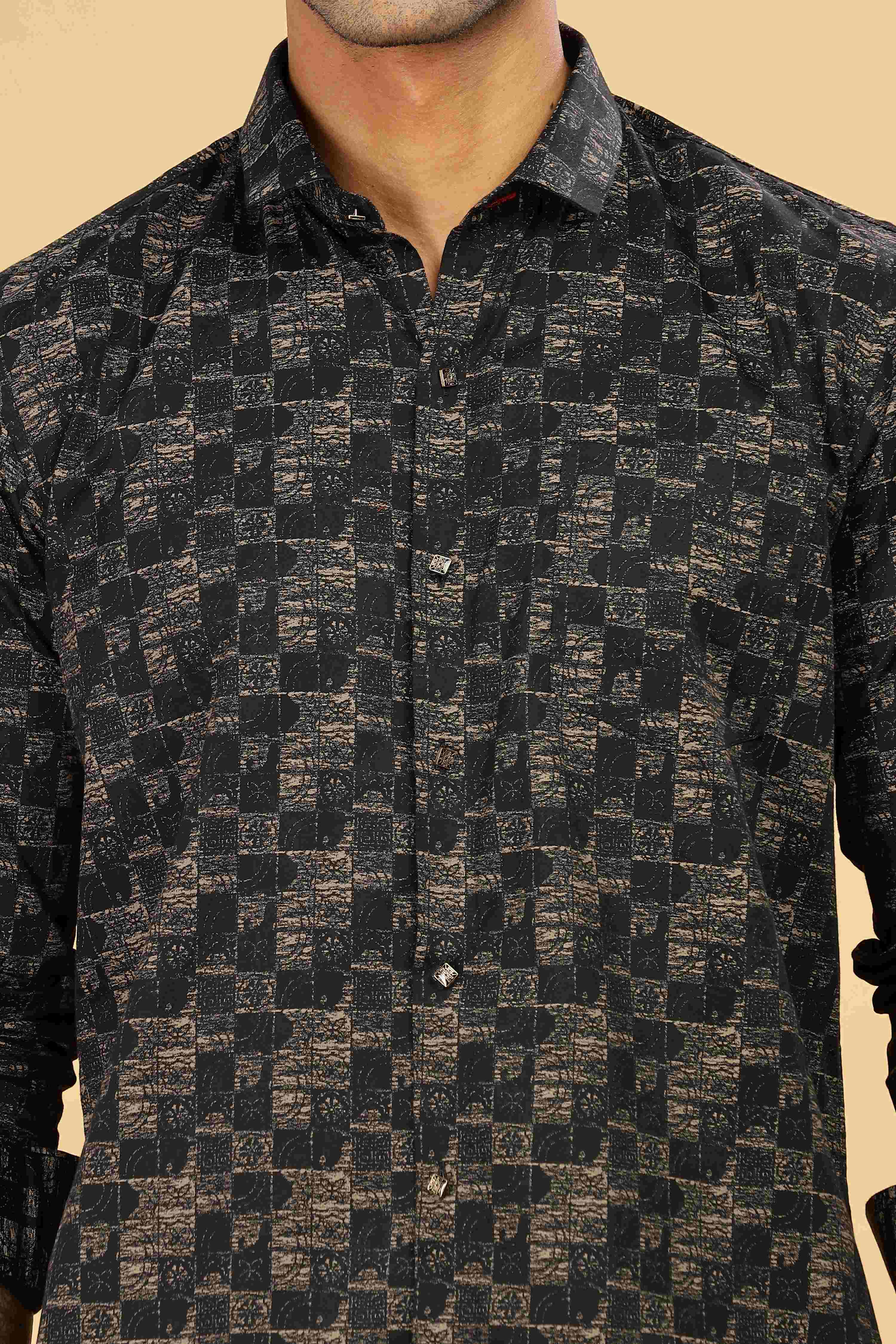 Checkmark Graphic Black Design Printed Shirt