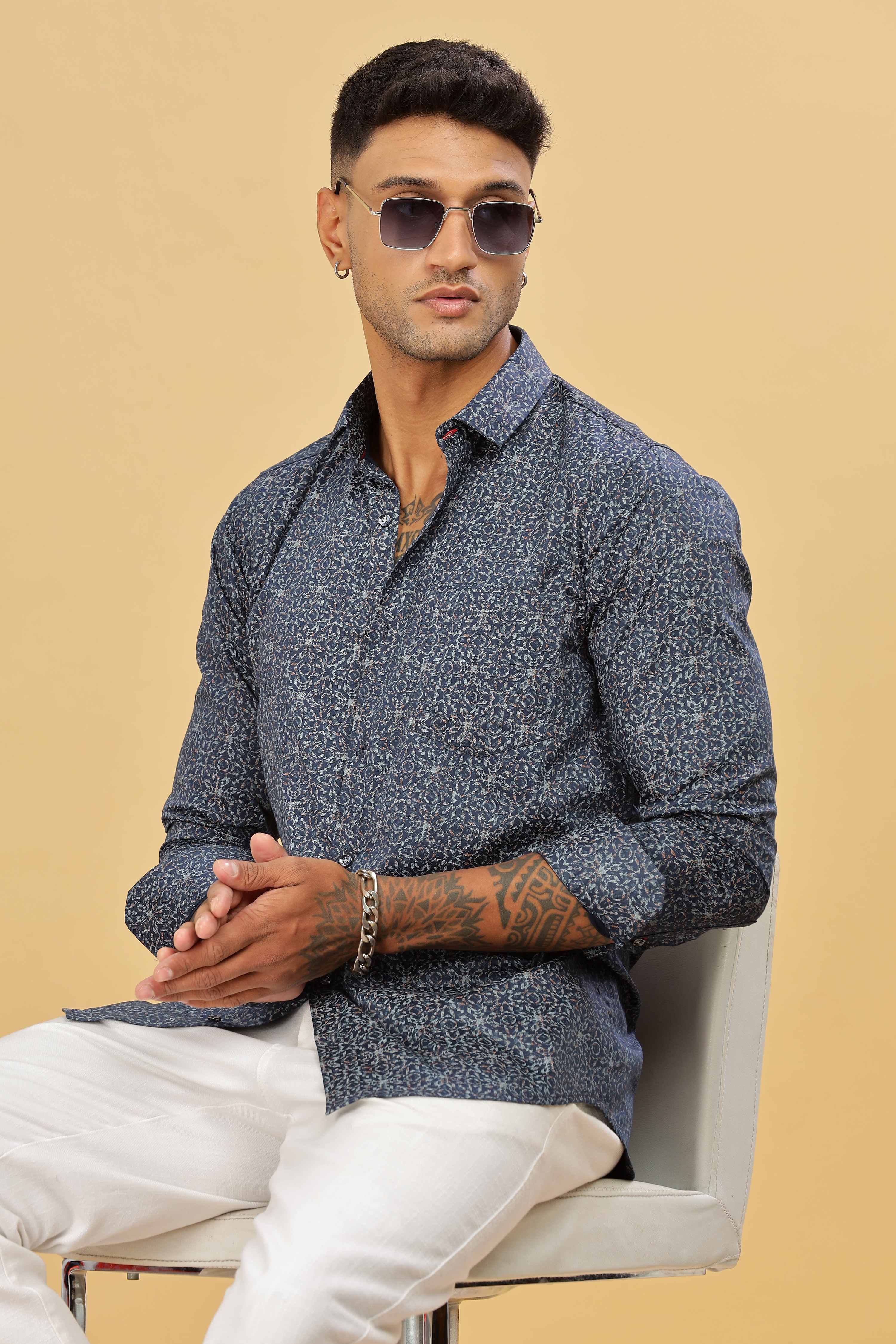 Men's Grey Design Printed shirt