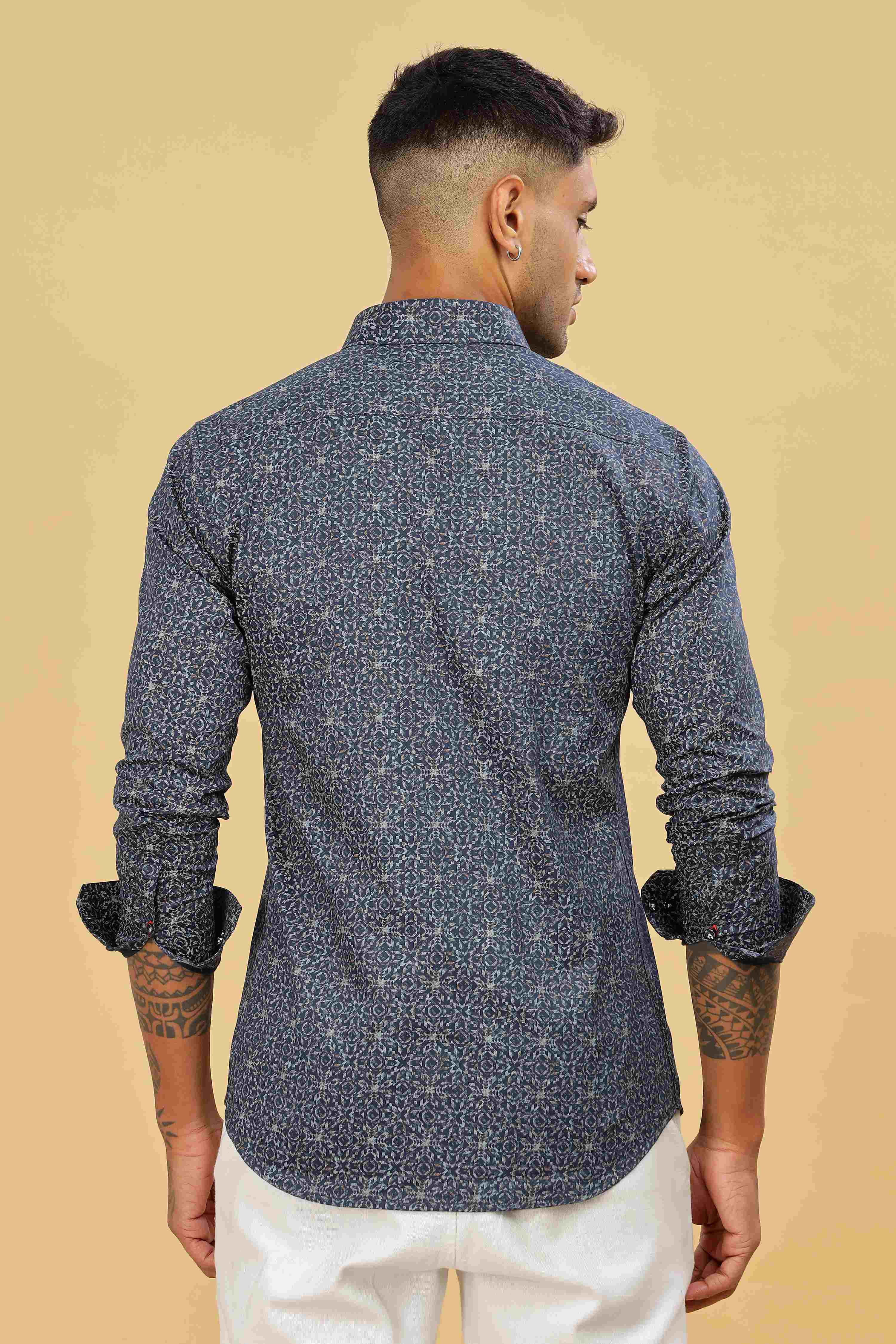 Men's Grey Design Printed shirt