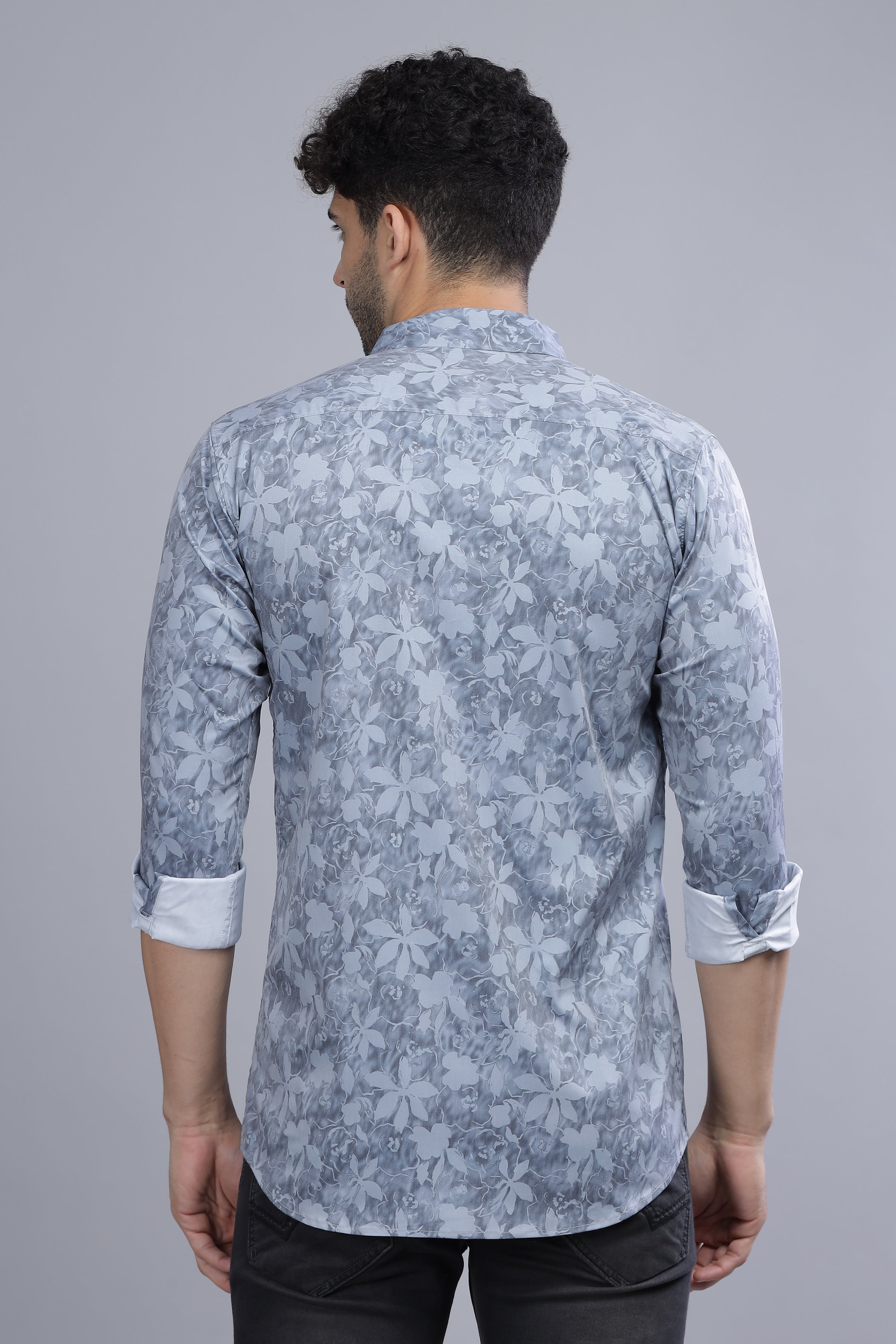 Flower Leaf Blue Shirt