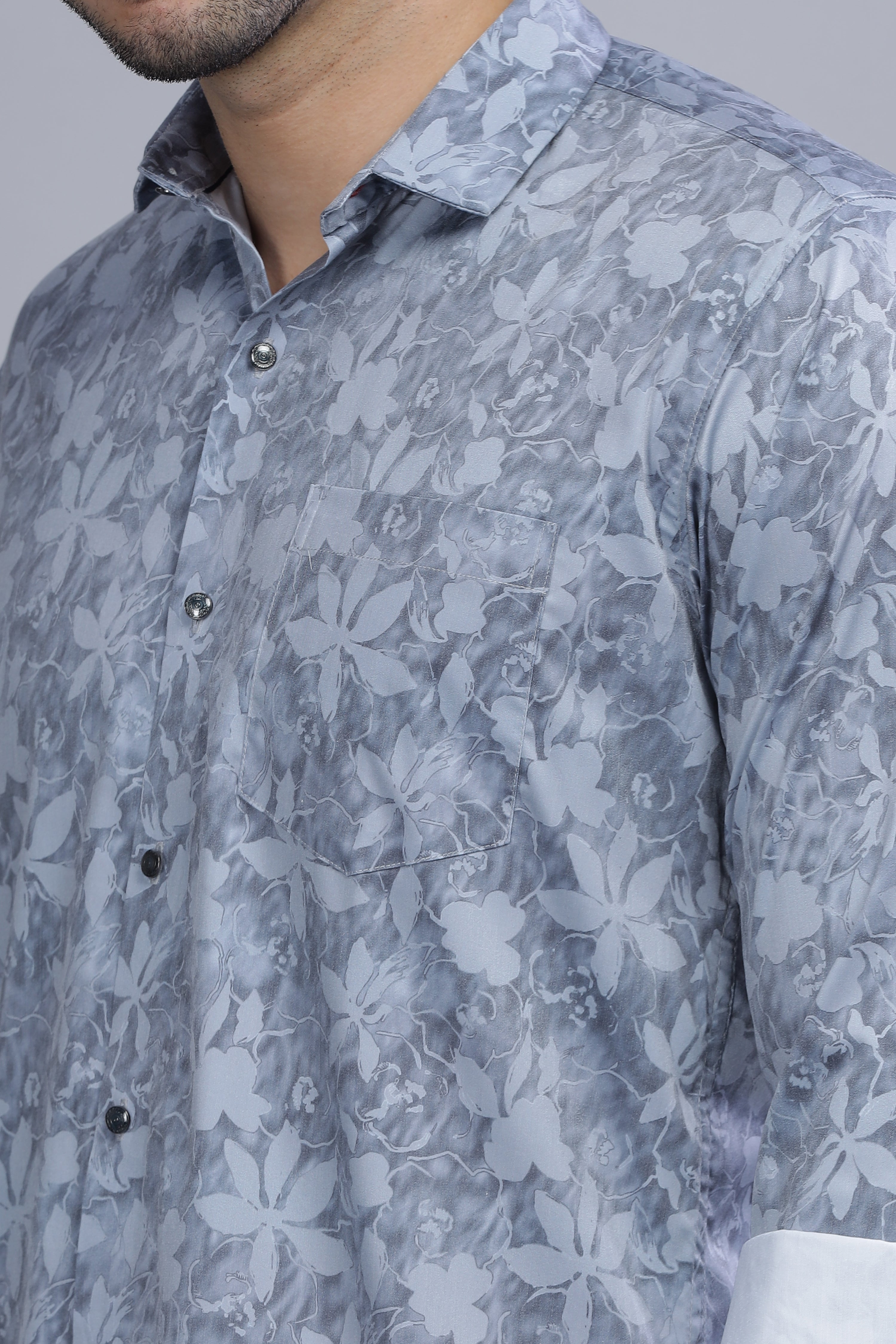 Flower Leaf Blue Shirt