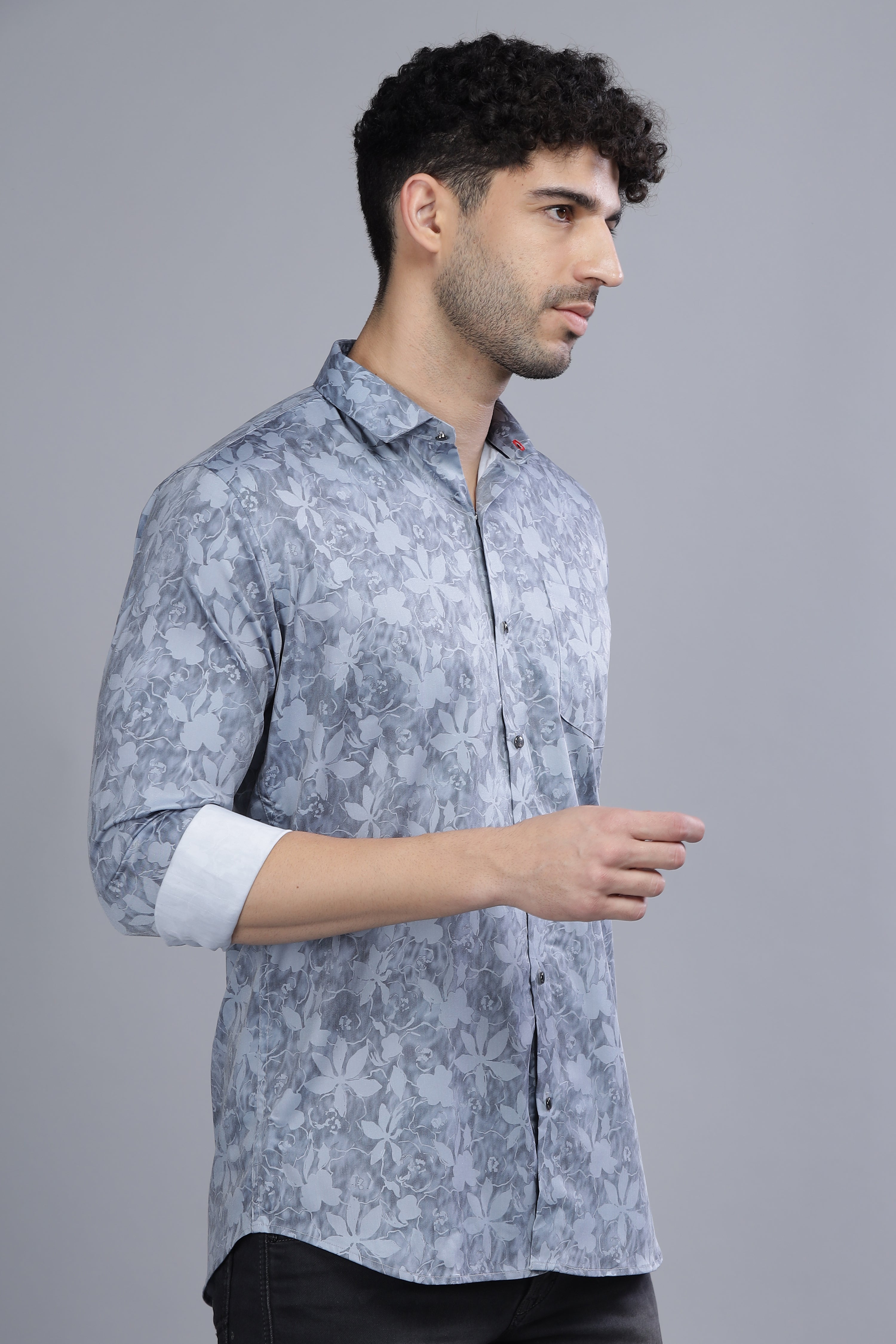 Flower Leaf Blue Shirt