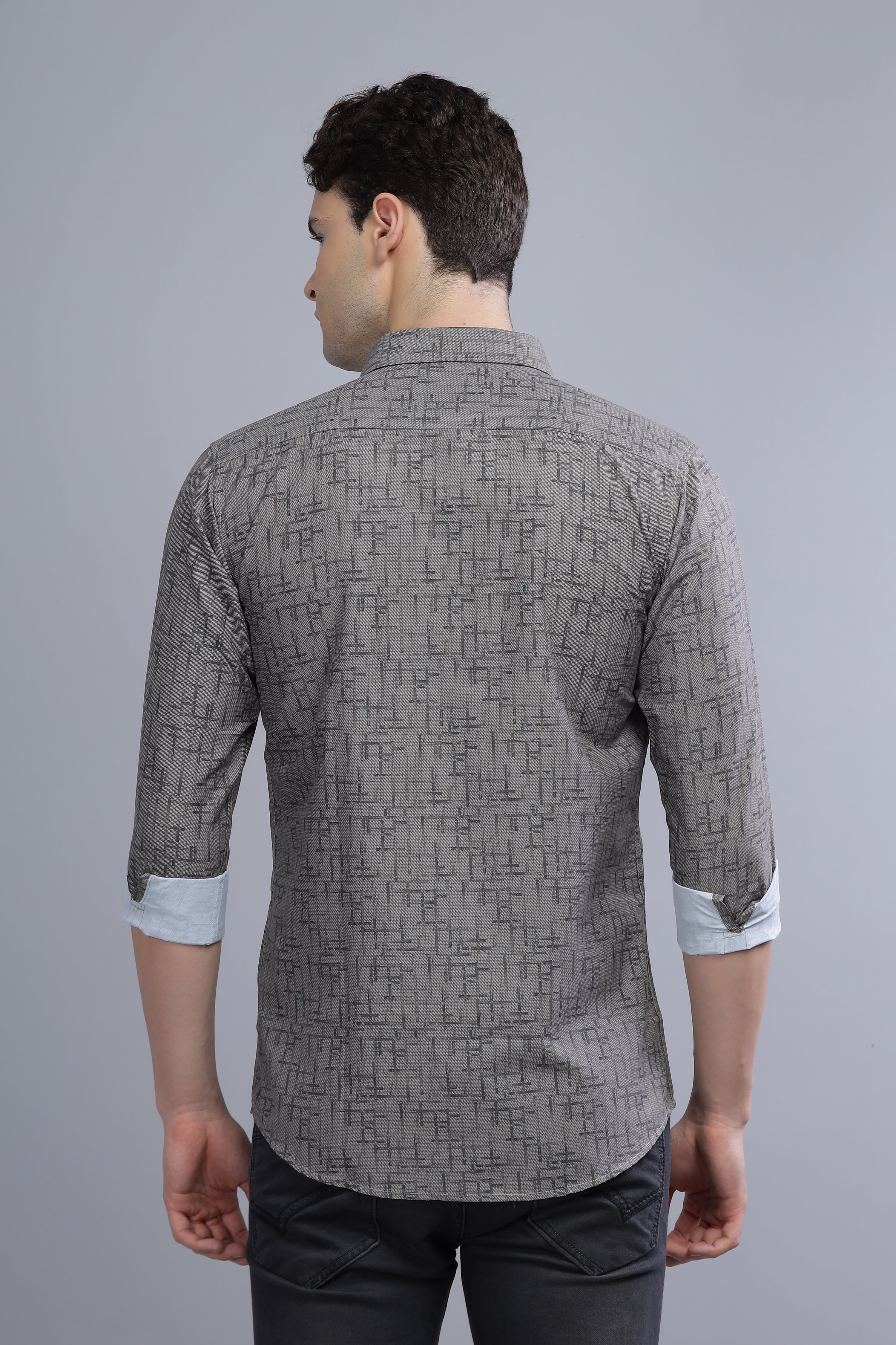 Printed Regular Fit Grey shirt