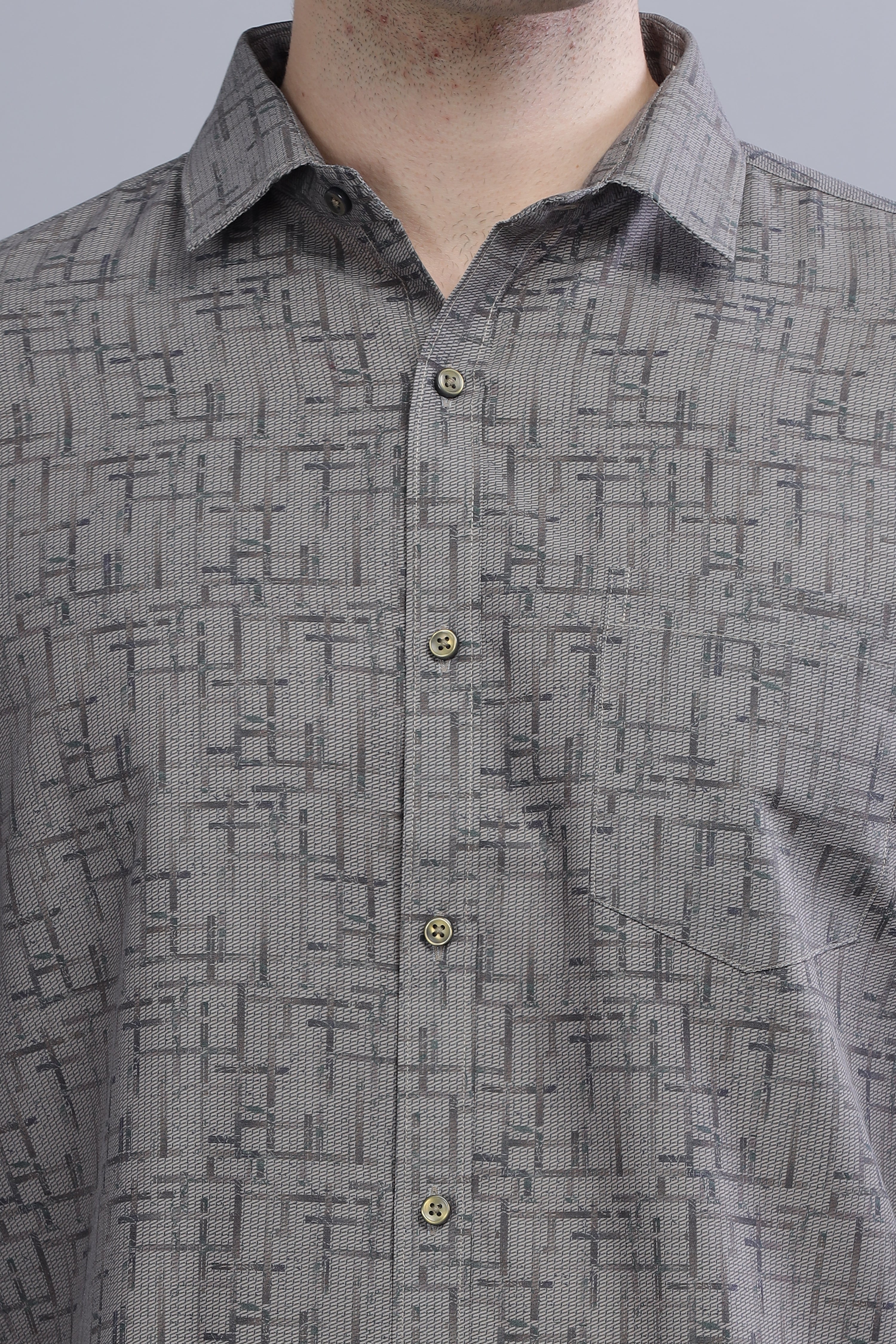 Printed Regular Fit Grey shirt