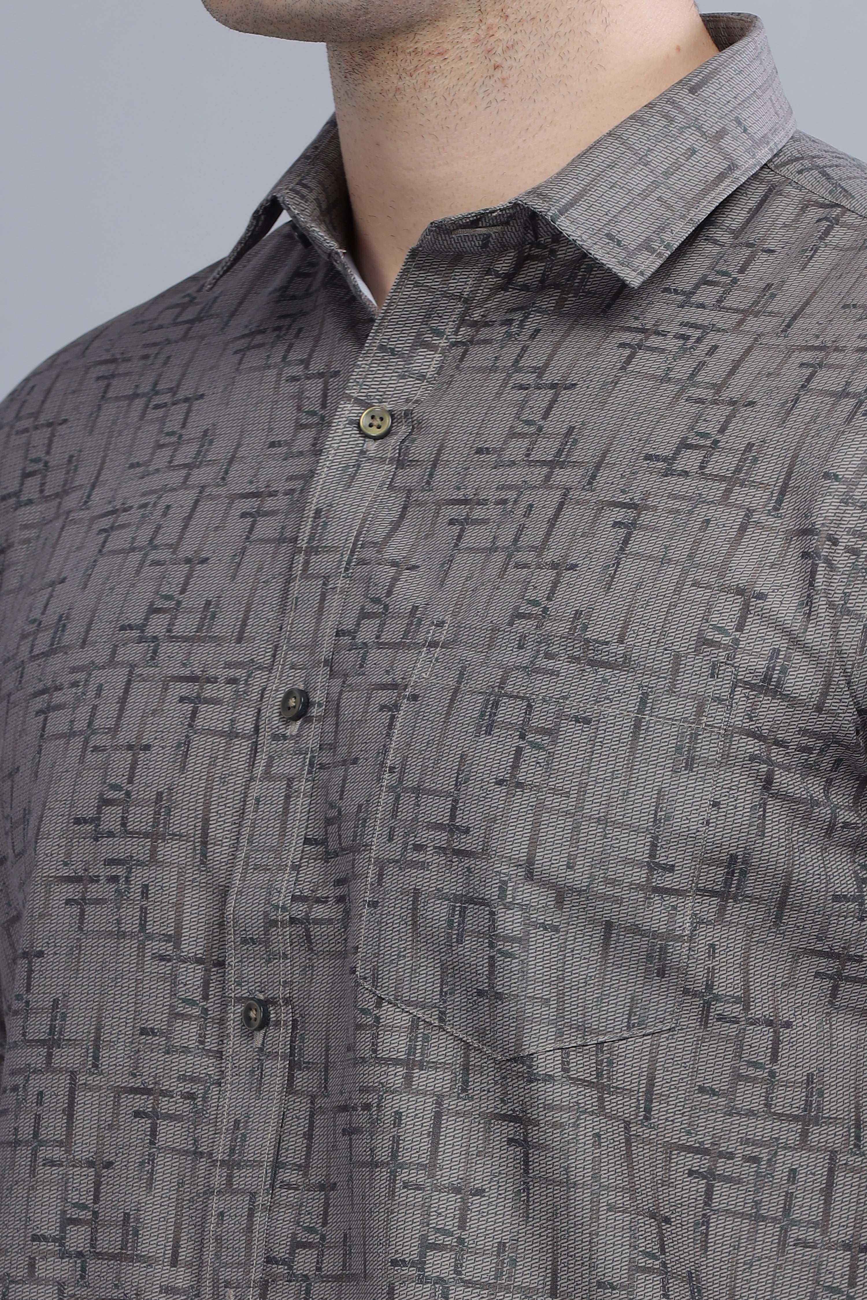 Printed Regular Fit Grey shirt