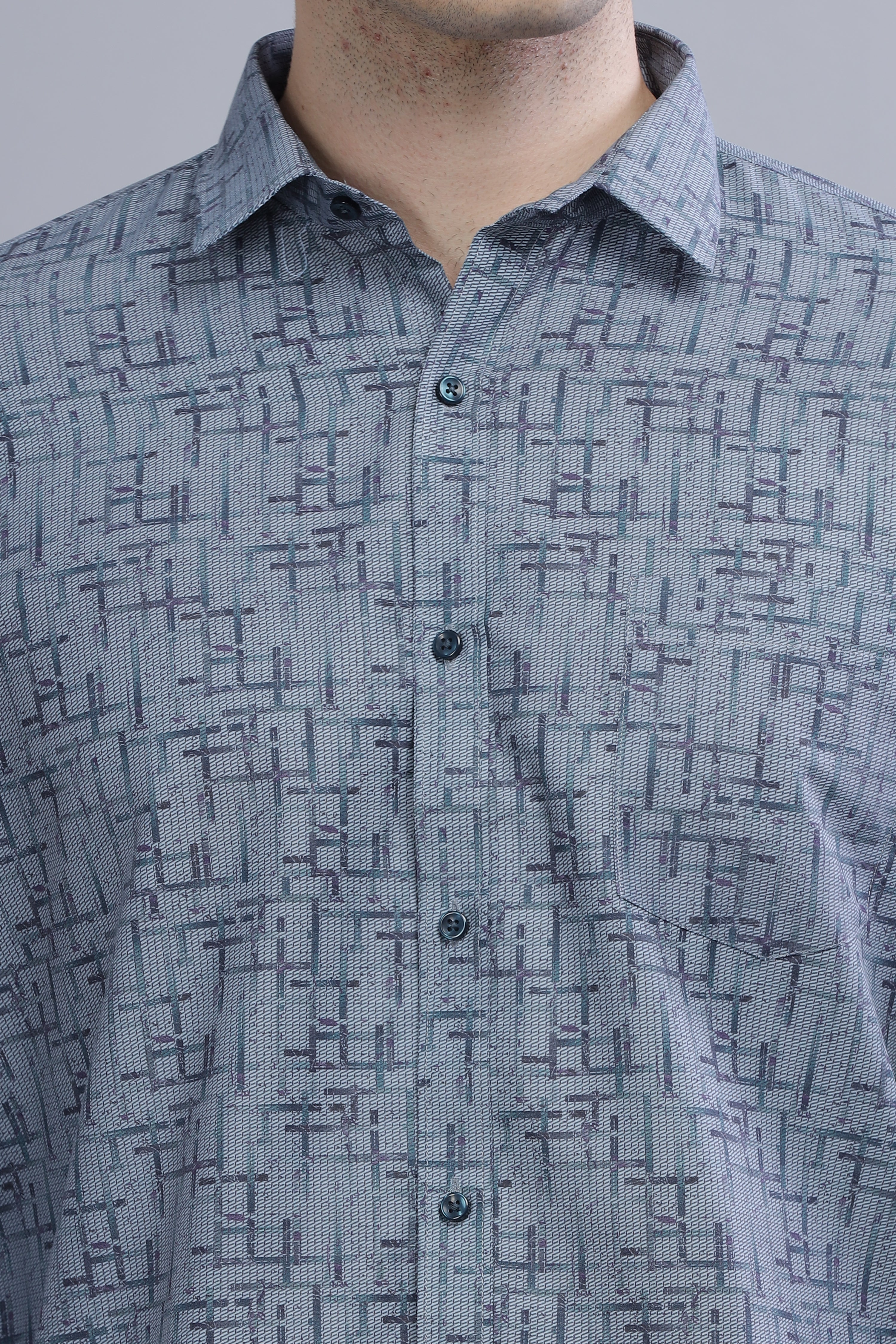 Printed Regular Fit Blue shirt