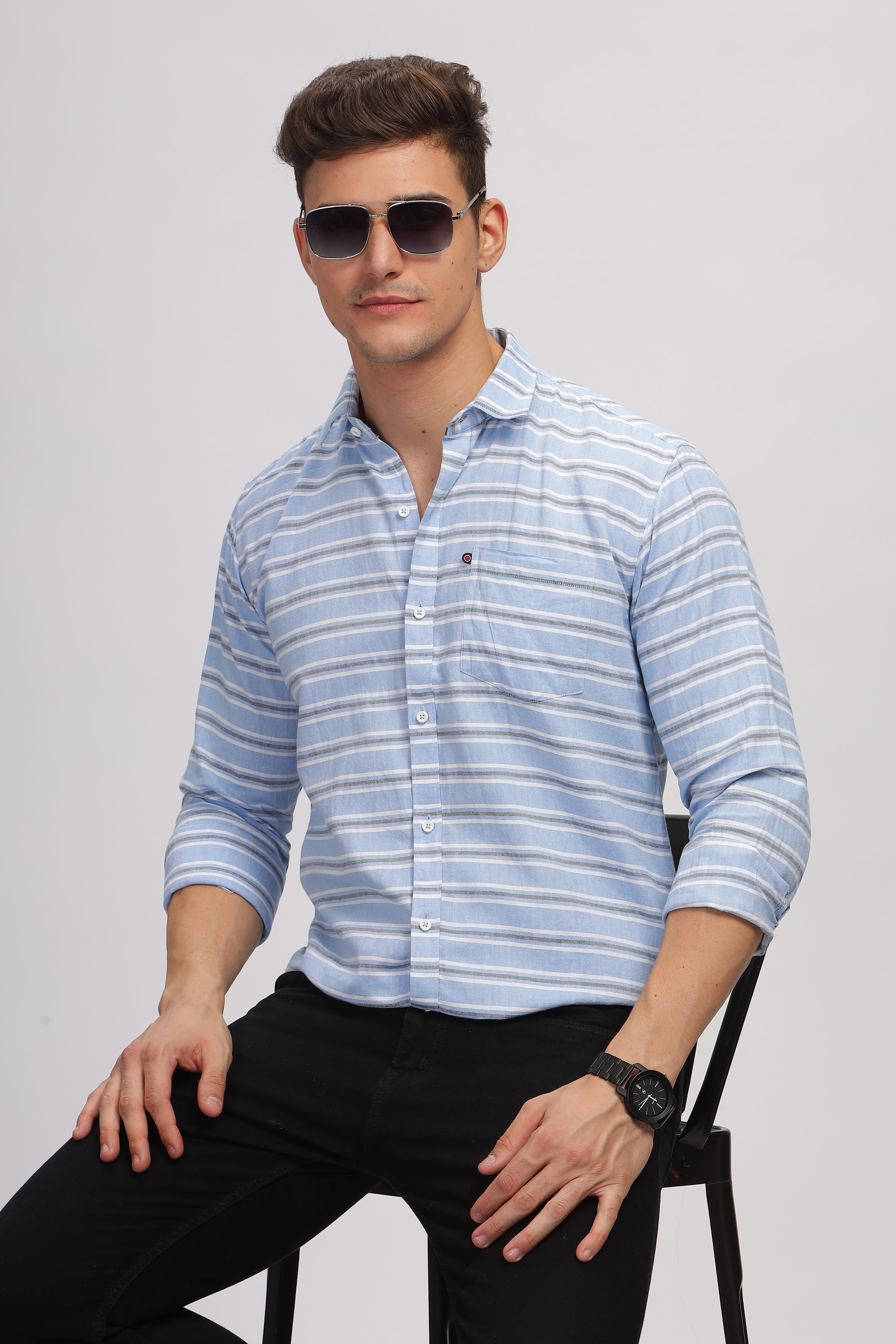 Barre Stripes Blue Shirt