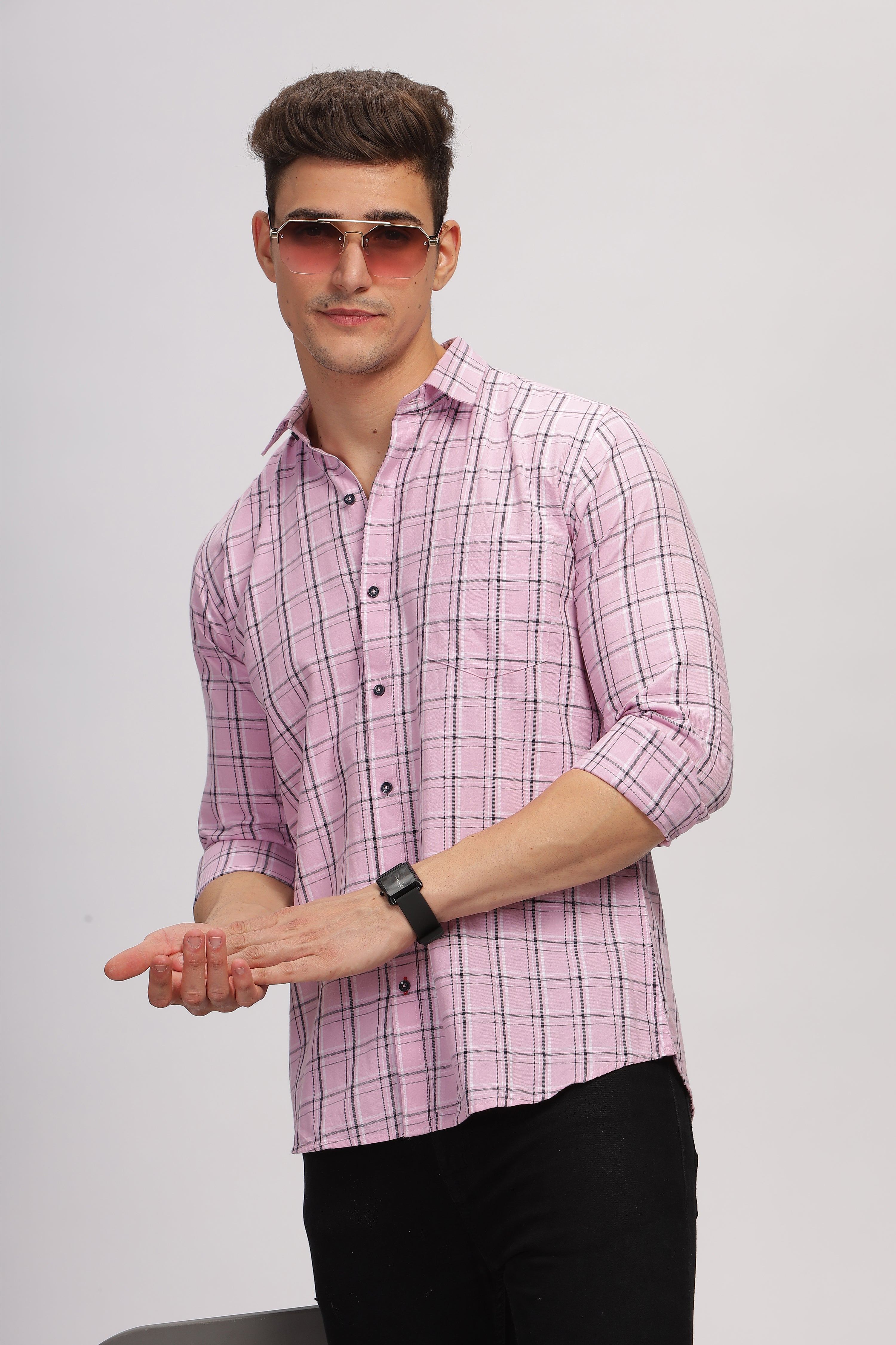 Purple Casual Checks shirt