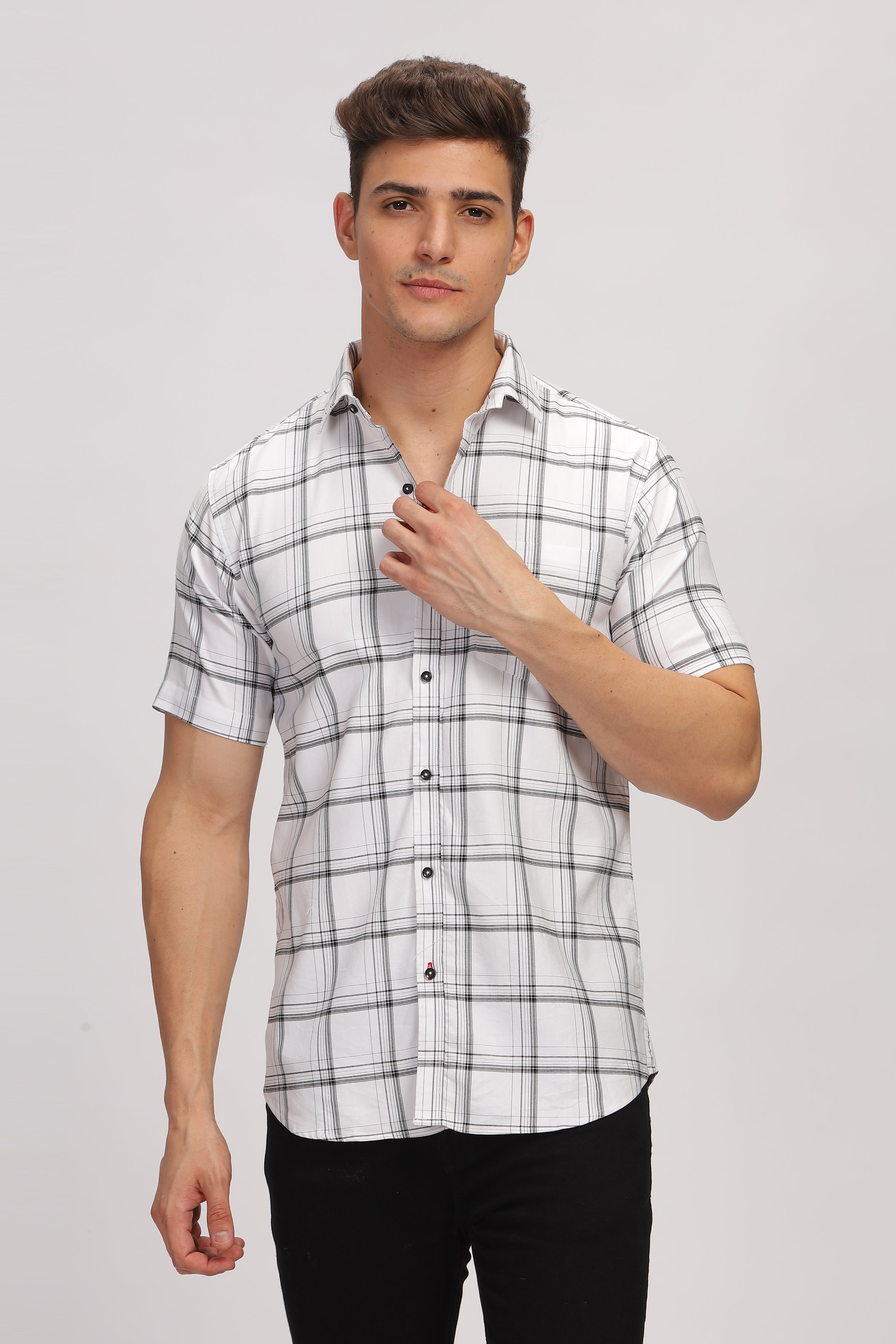 Window Block White Checks Shirt