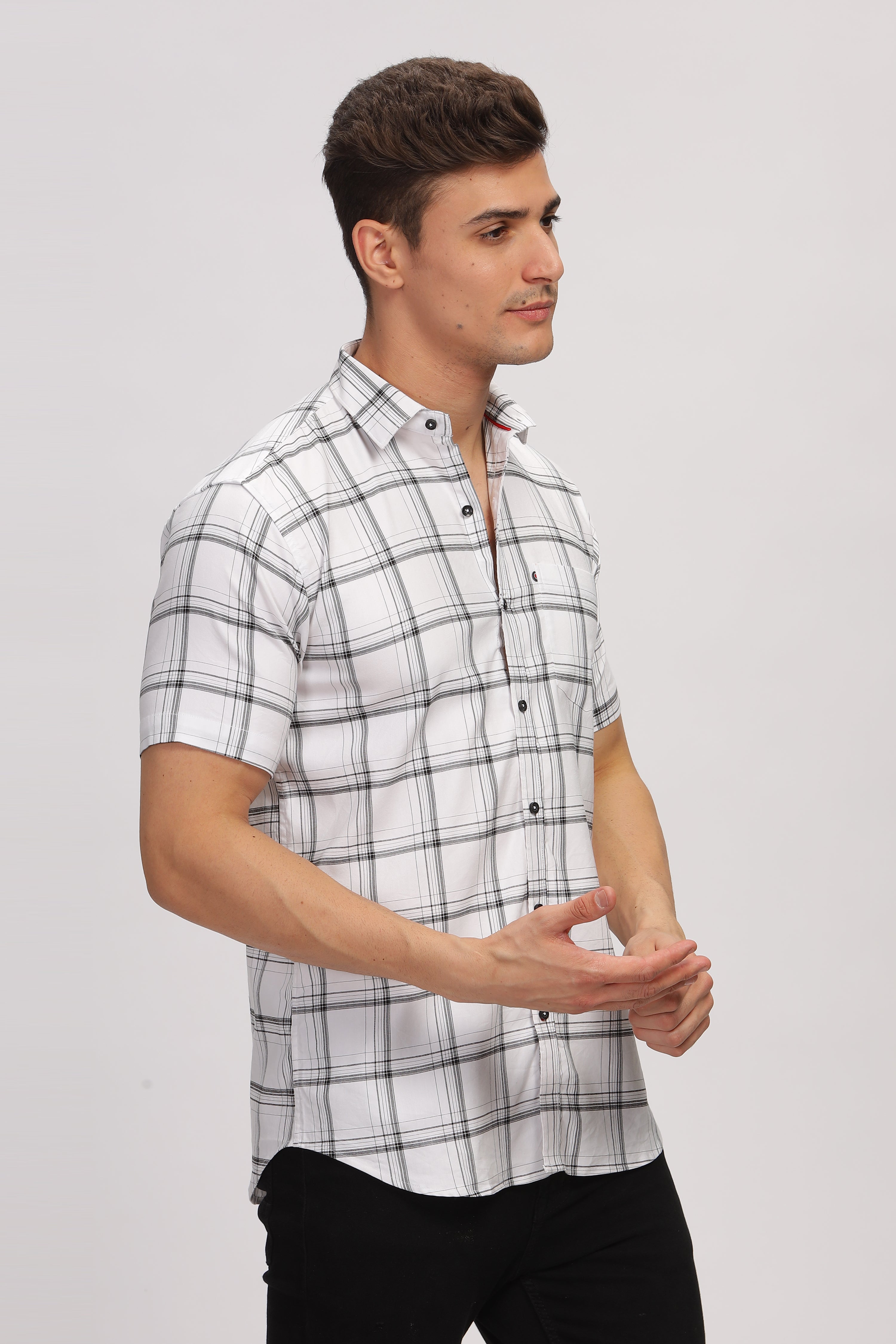 Window Block White Checks Shirt