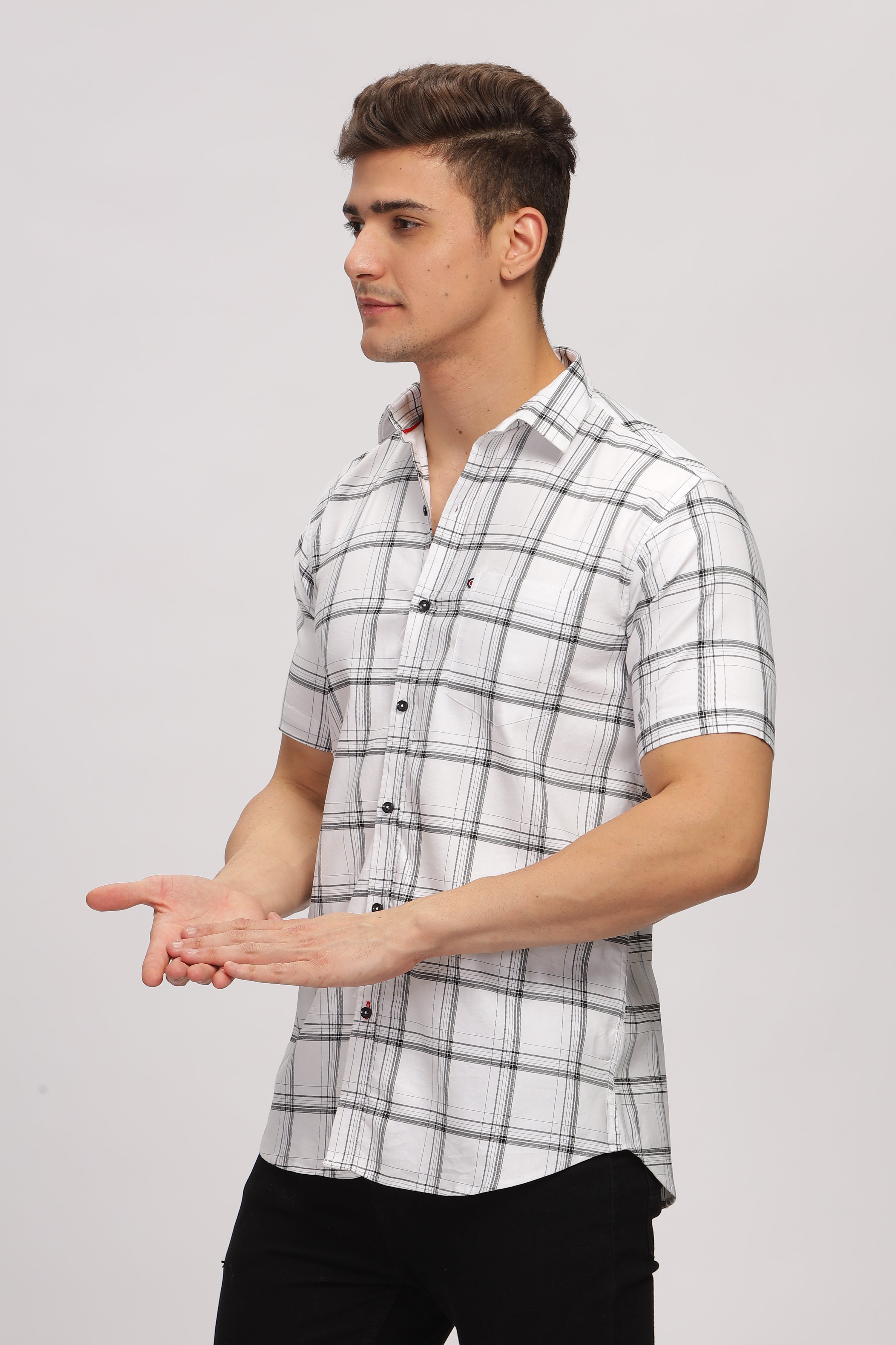 Window Block White Checks Shirt