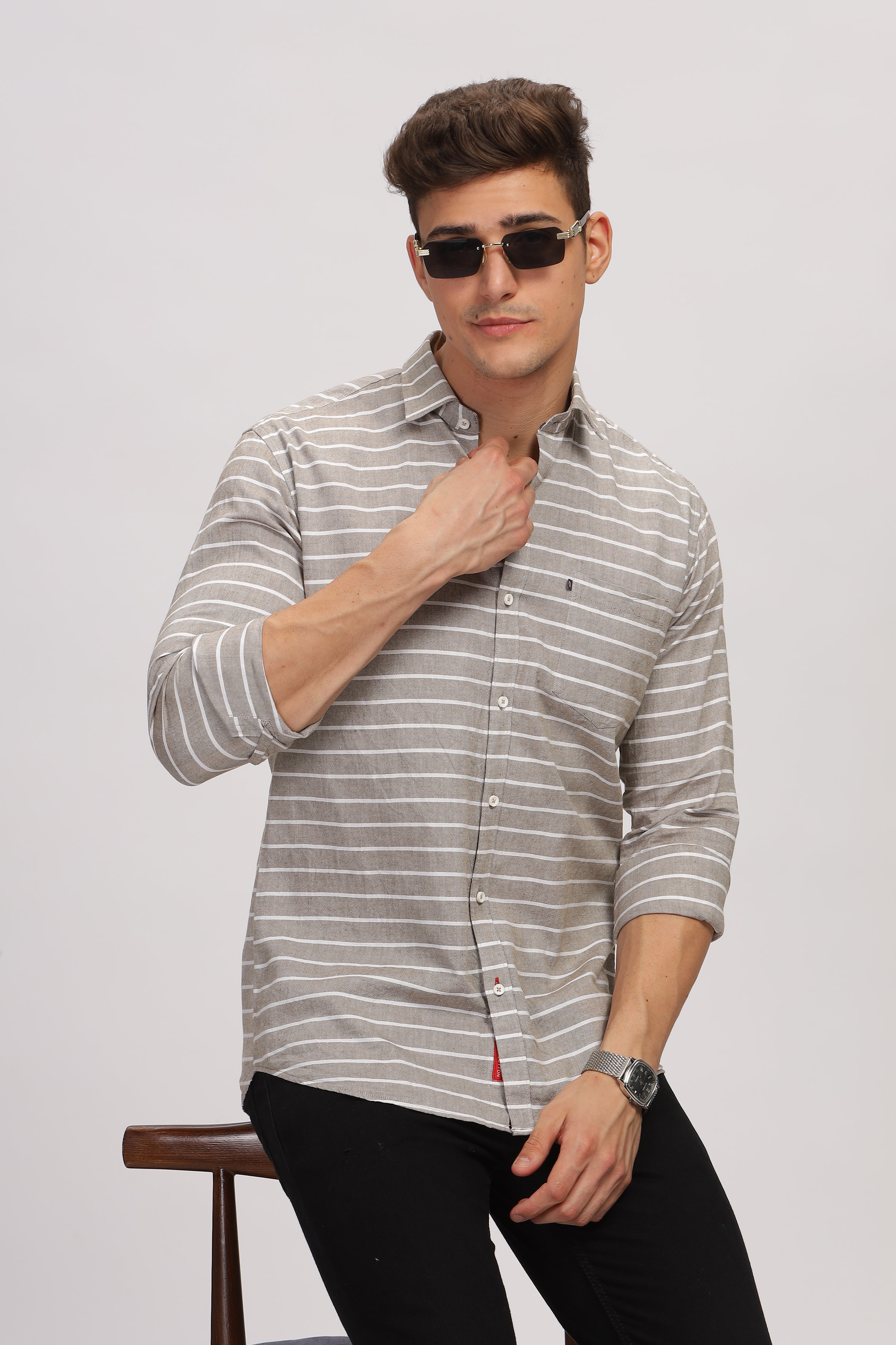 Slim fit Weft Stripes Shirt