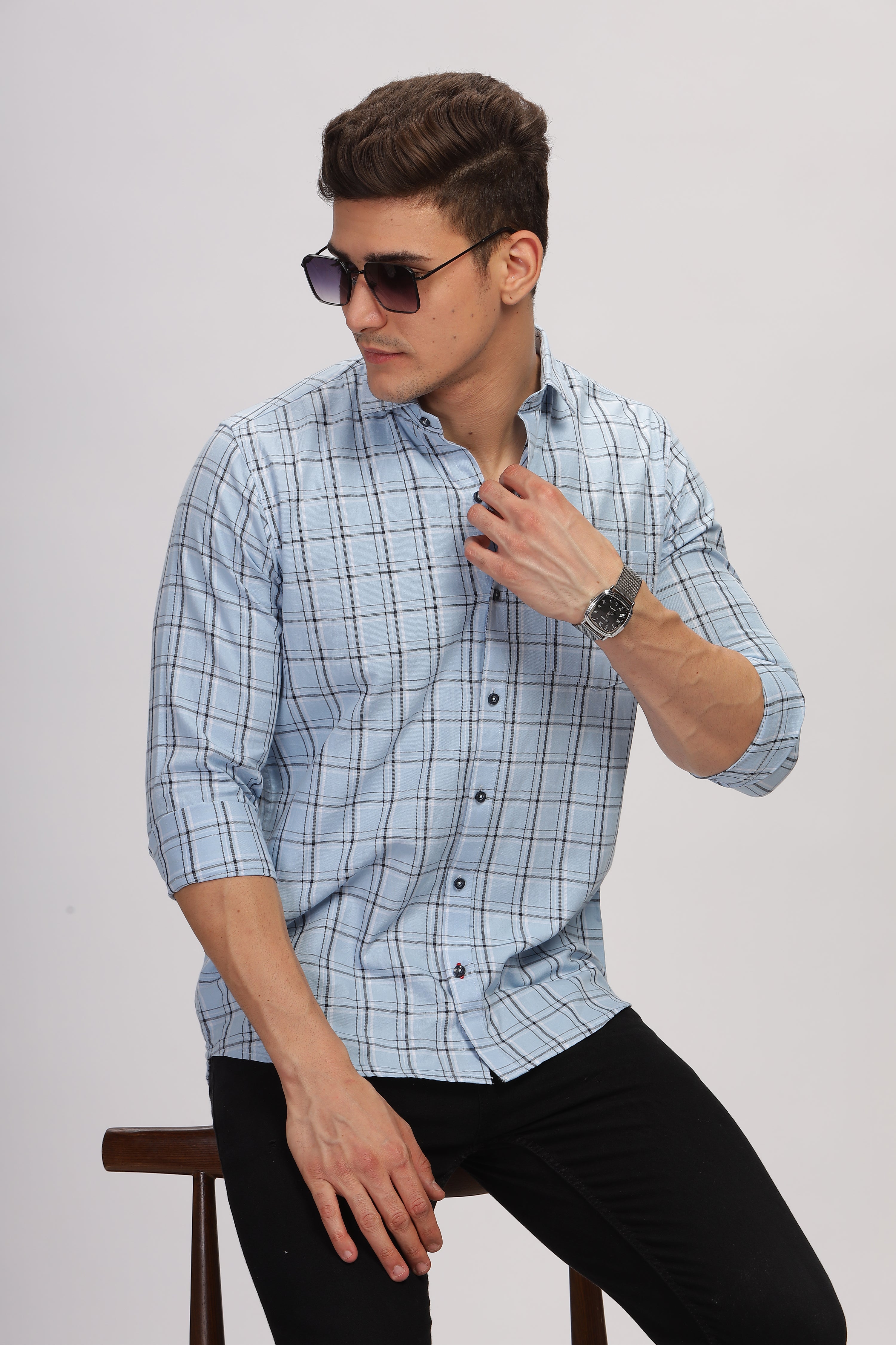 Blue Colour Classic Checkered Shirt