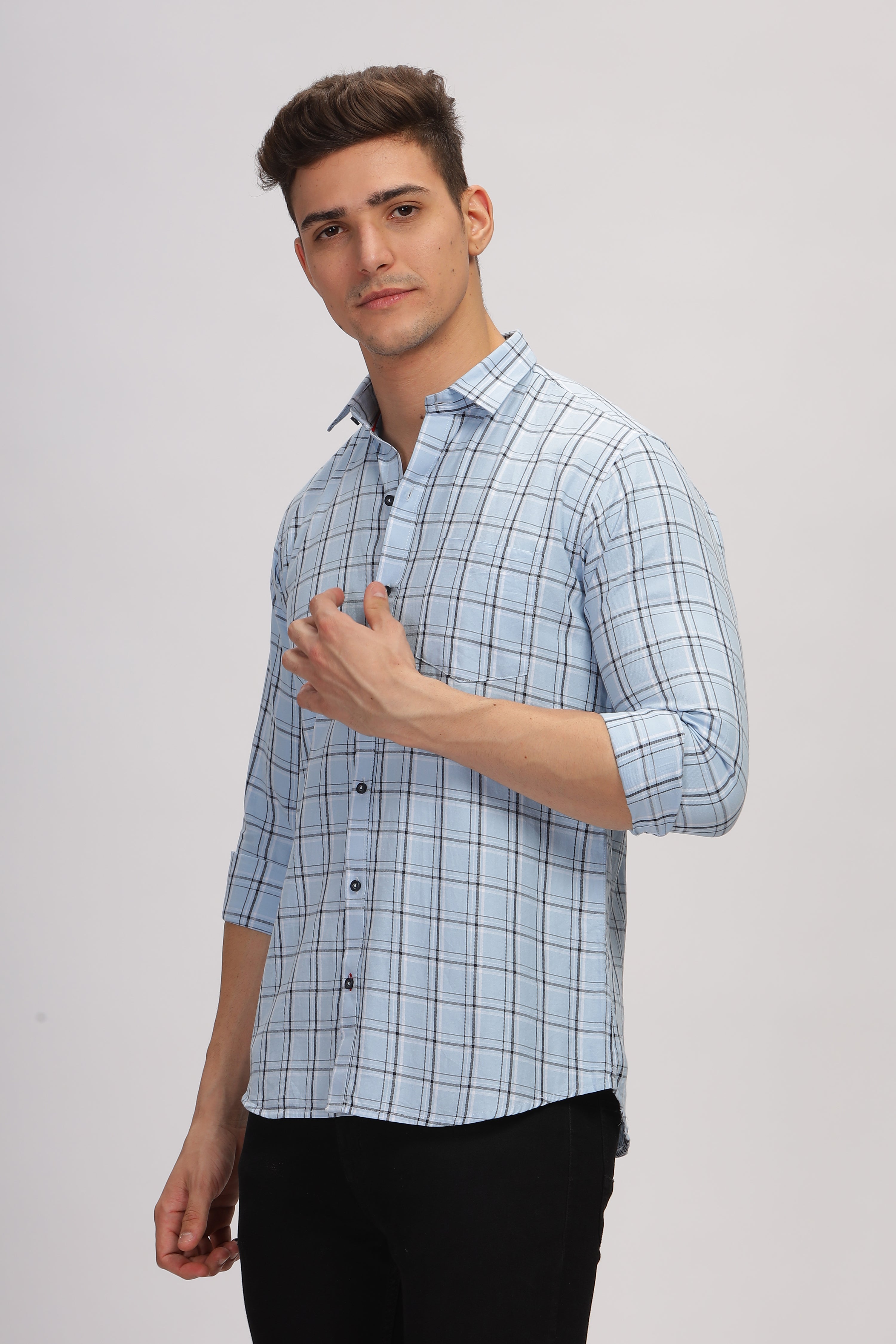 Blue Colour Classic Checkered Shirt