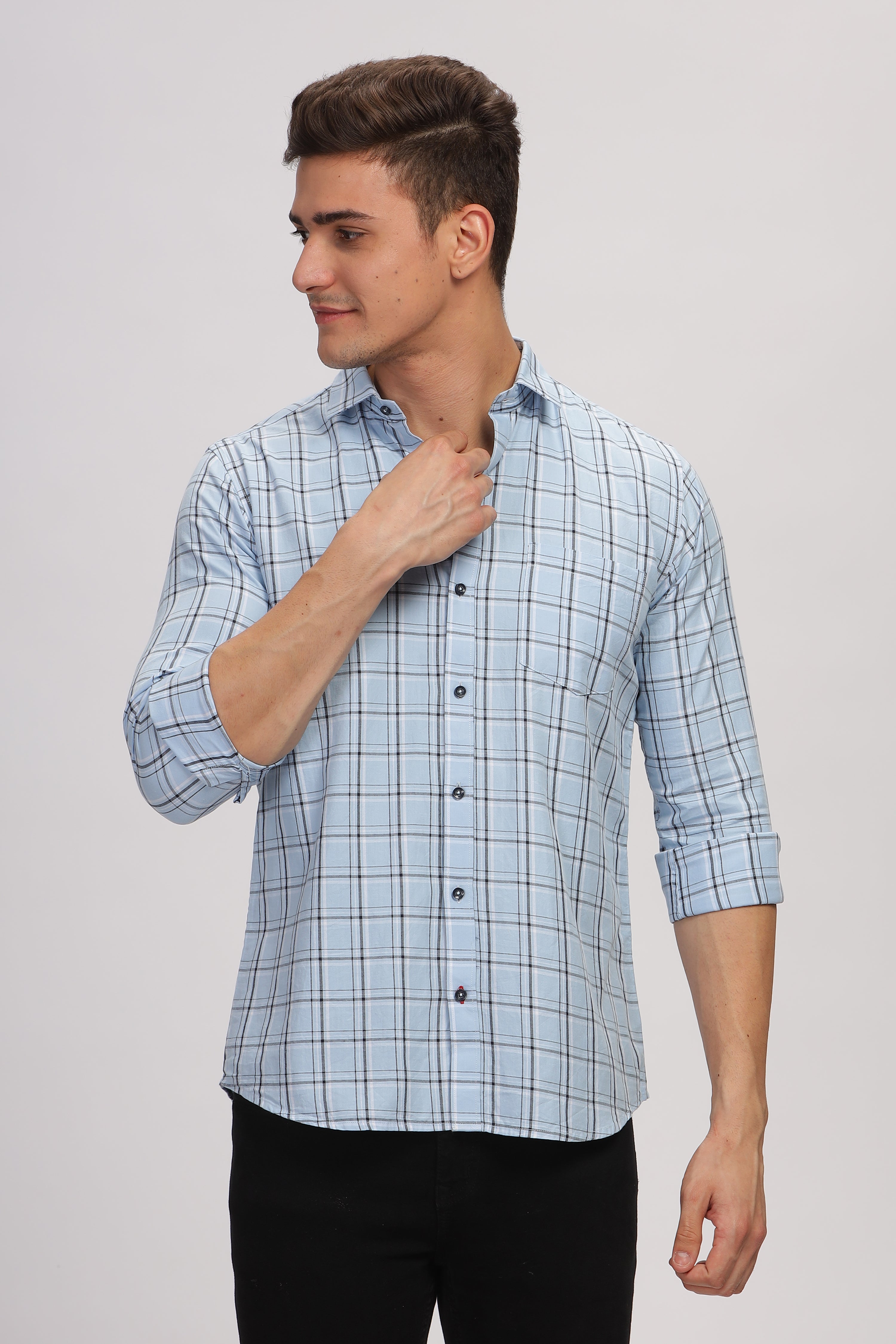 Blue Colour Classic Checkered Shirt