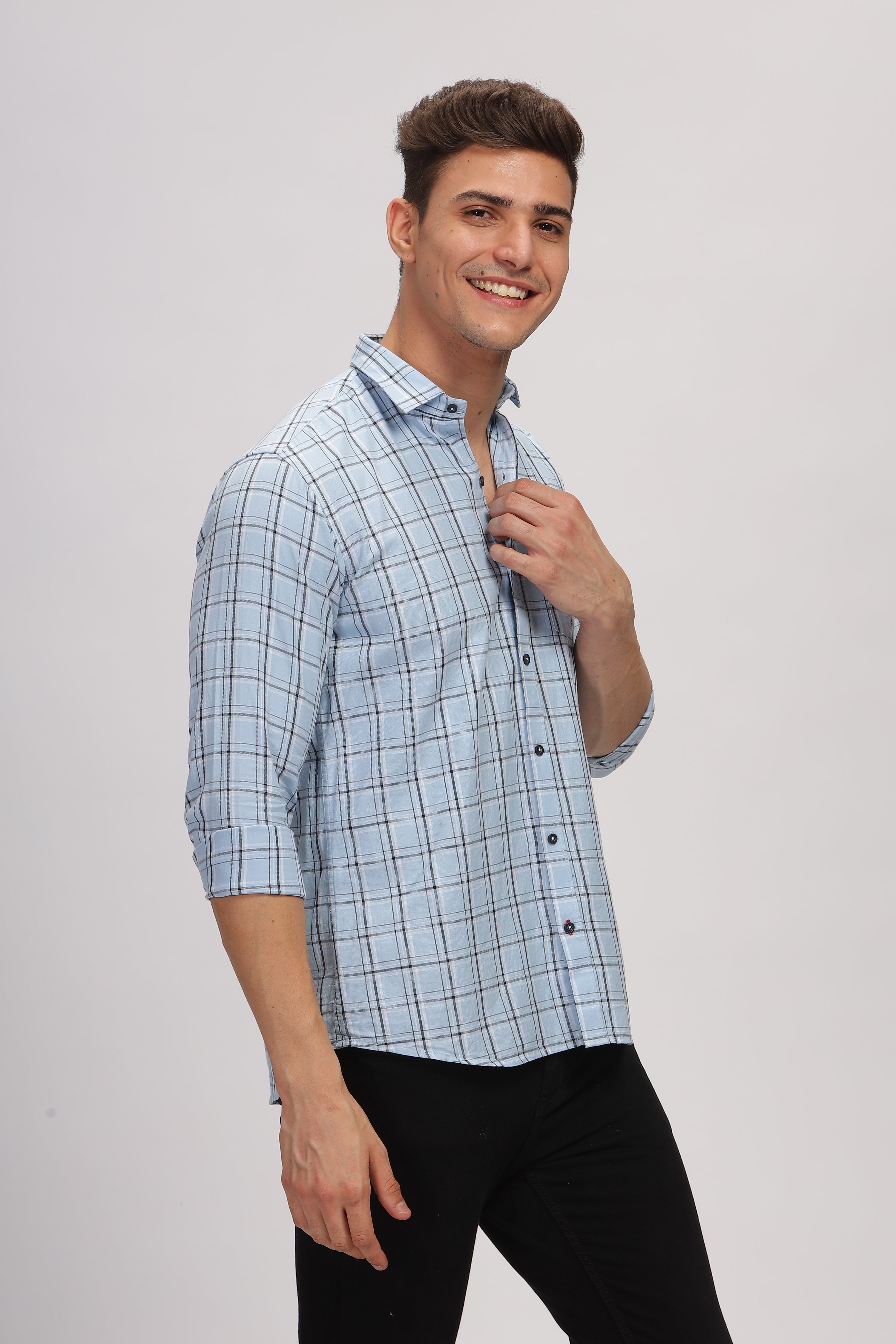 Blue Colour Classic Checkered Shirt