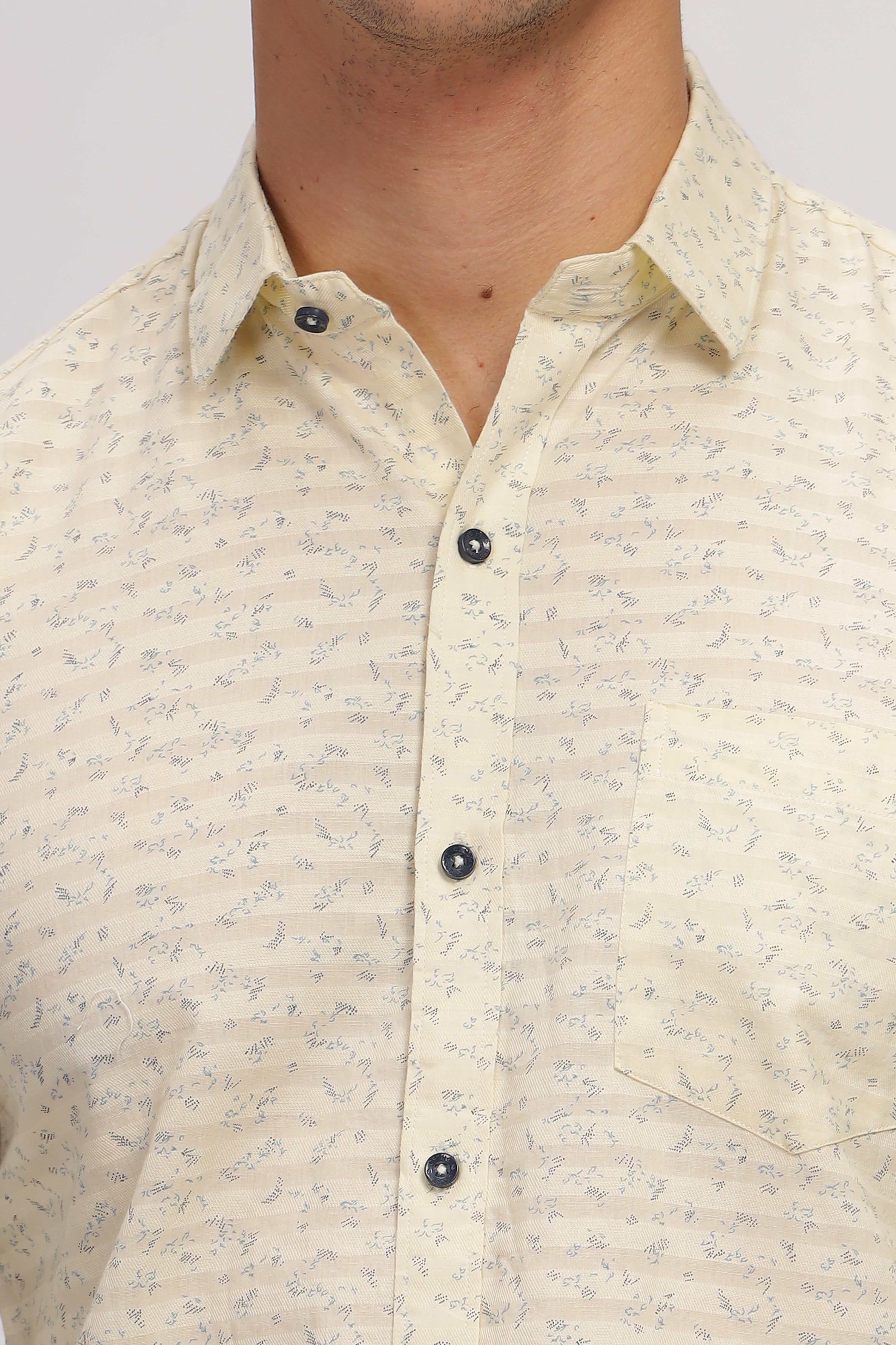 Light Beige Slim Fit Printed Shirt