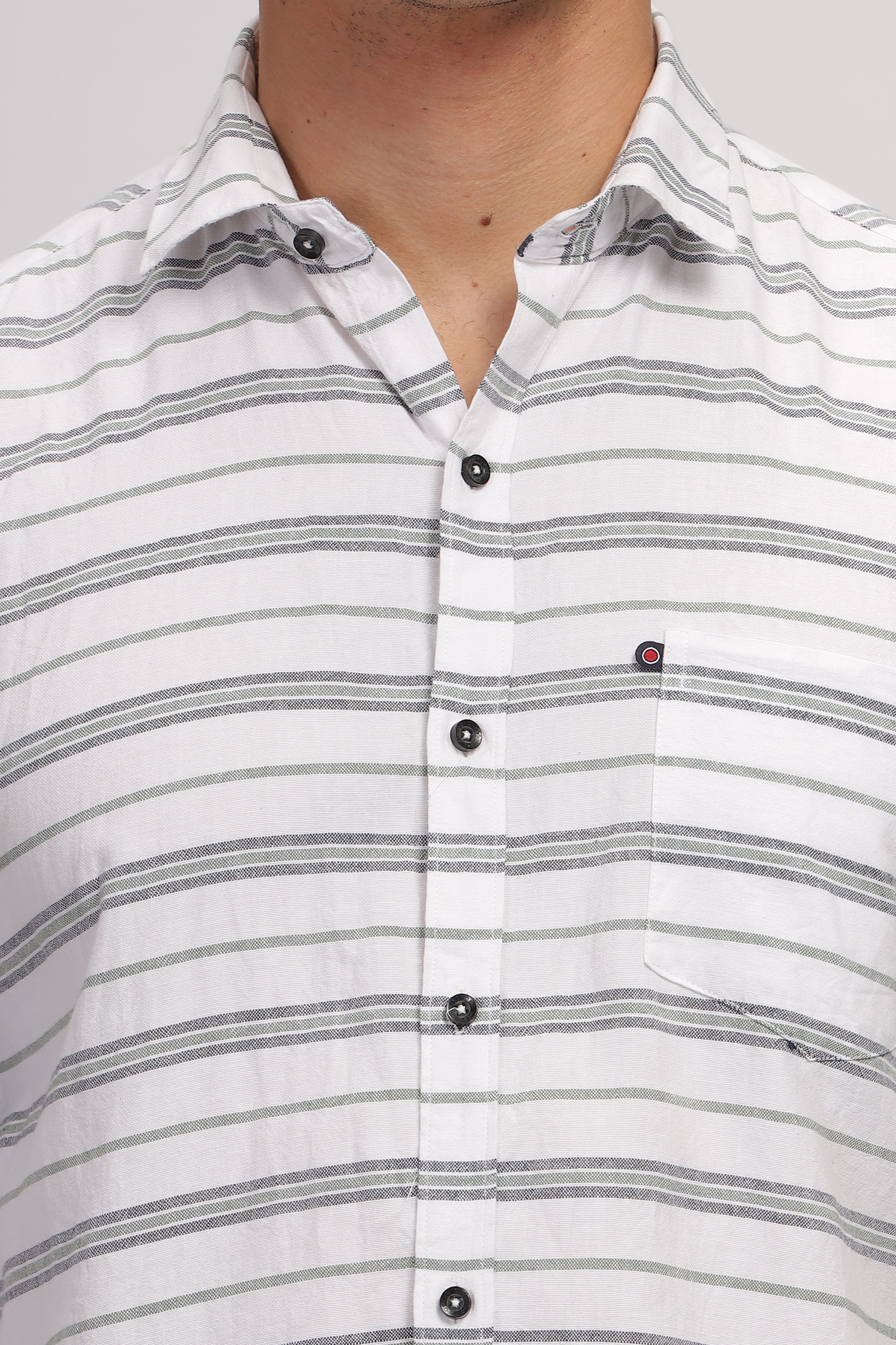 White Striped Slim Fit Casual Shirt