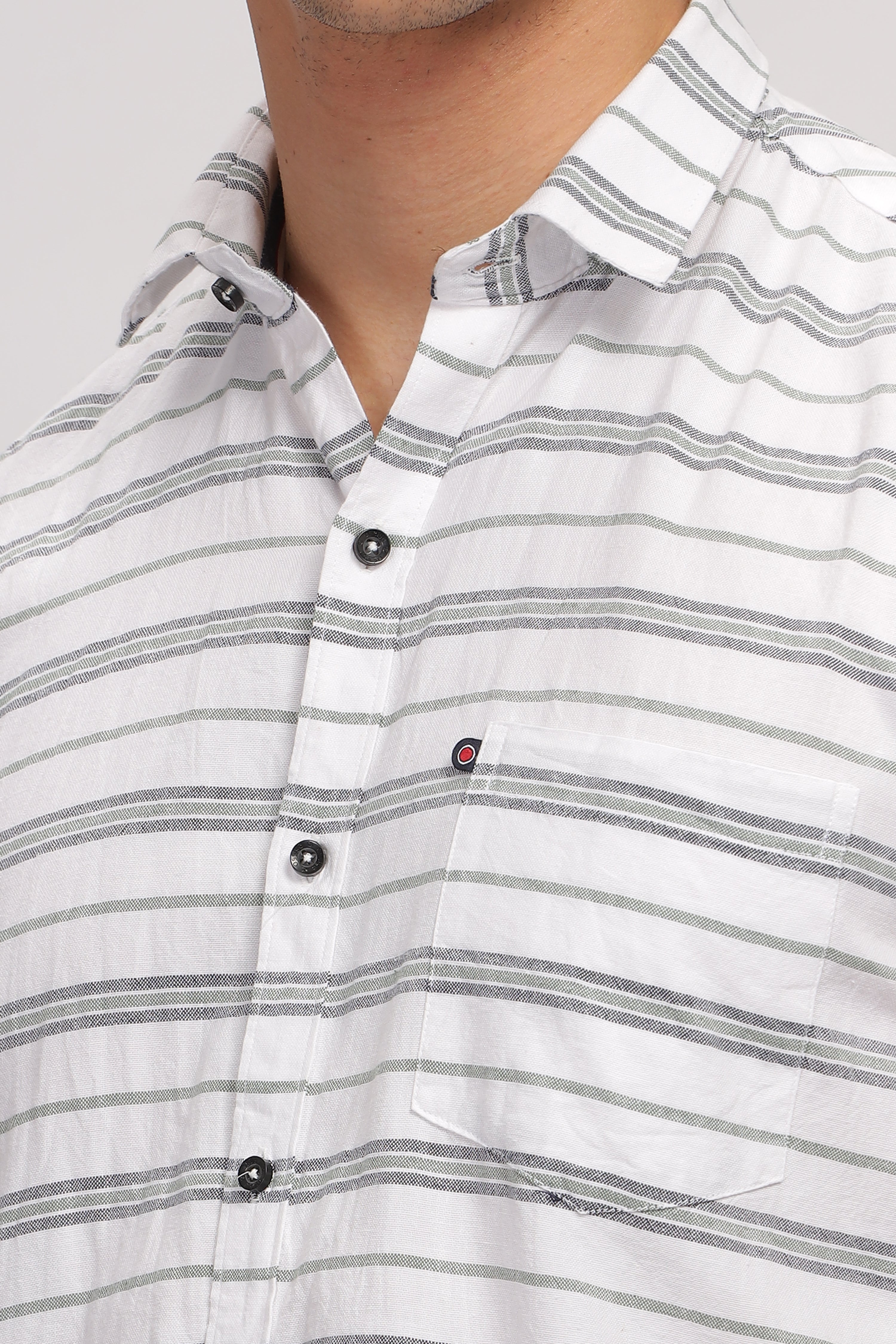 White Striped Slim Fit Casual Shirt