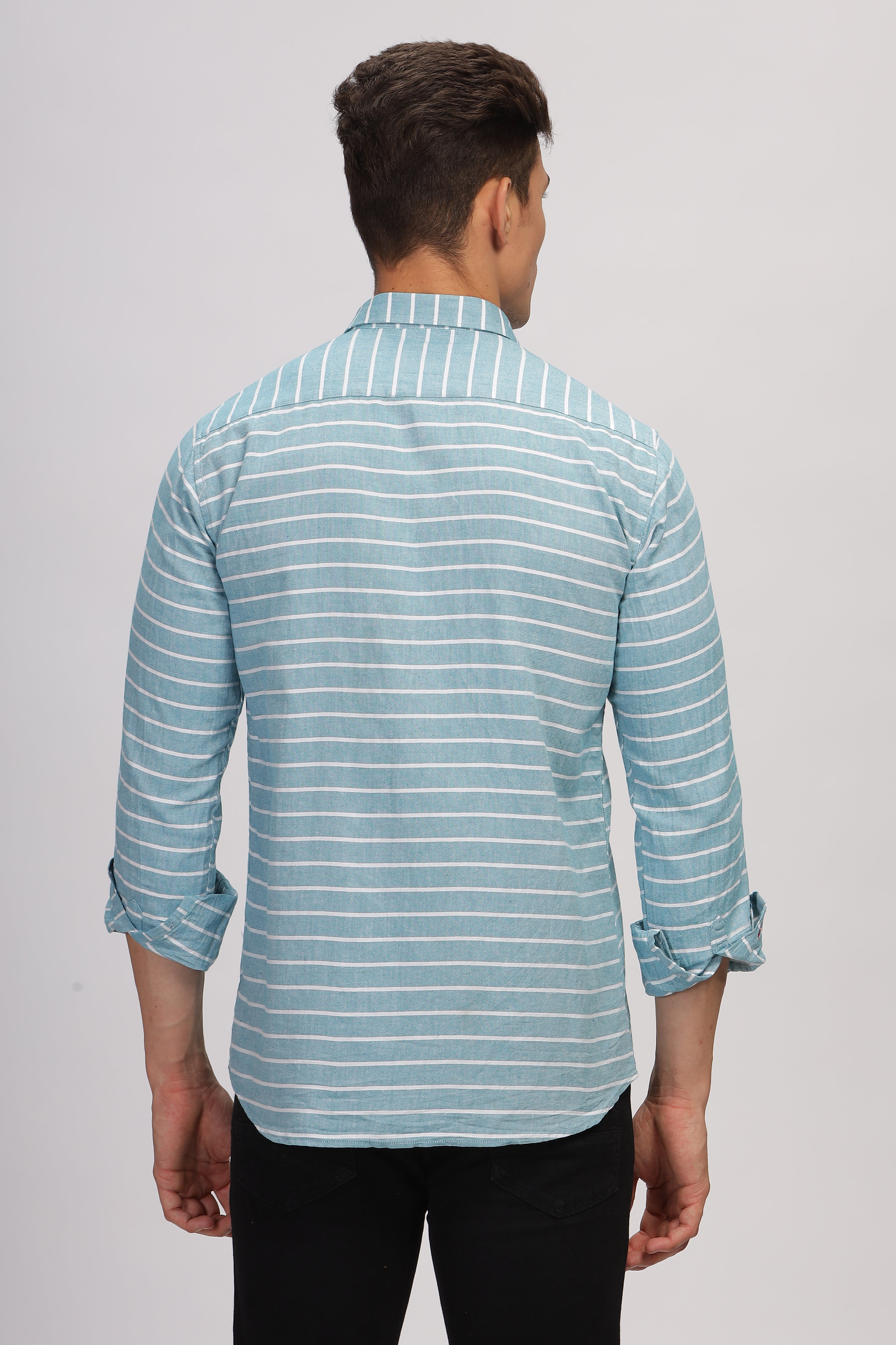 Slim fit Weft Stripes Blue Shirt