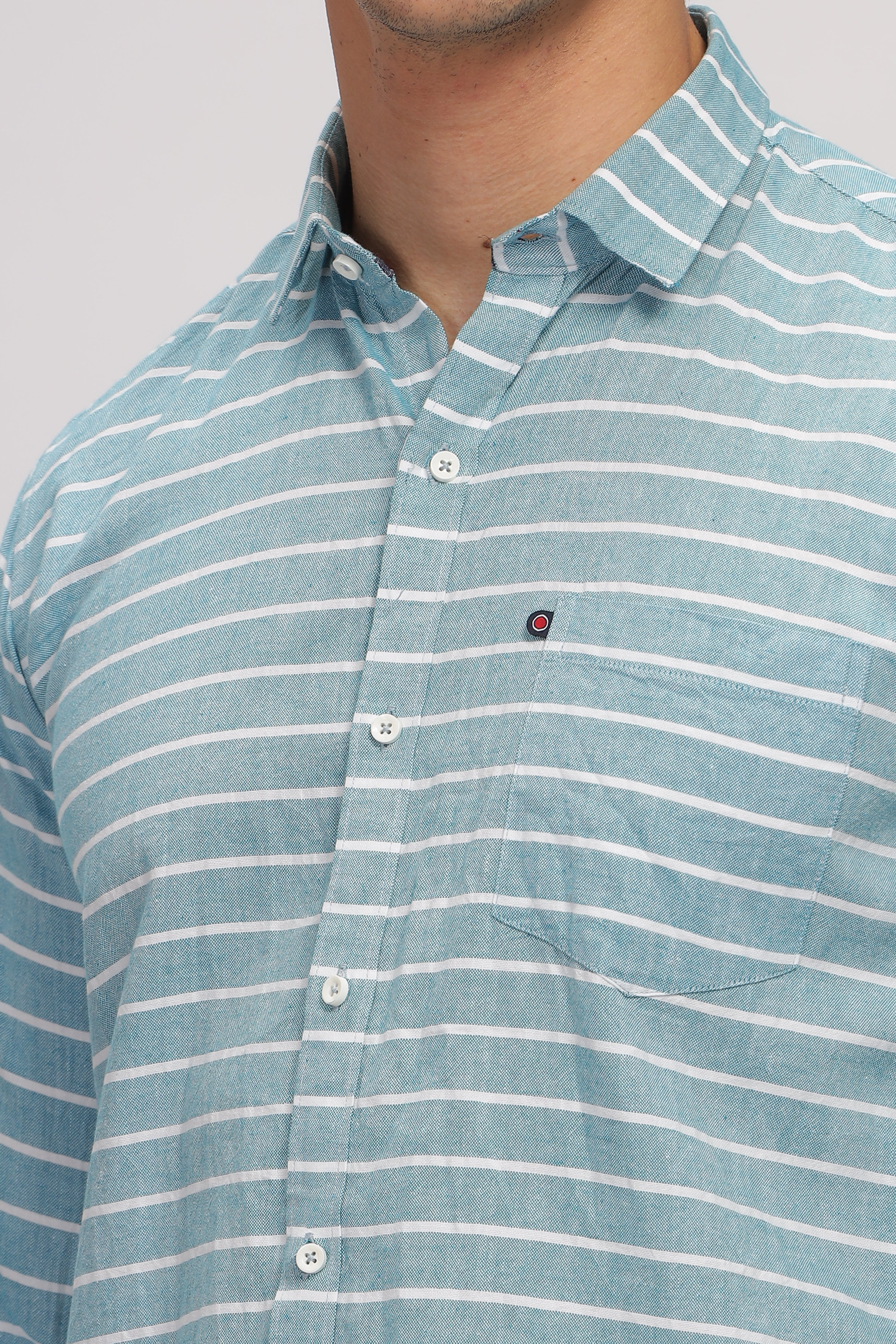 Slim fit Weft Stripes Blue Shirt