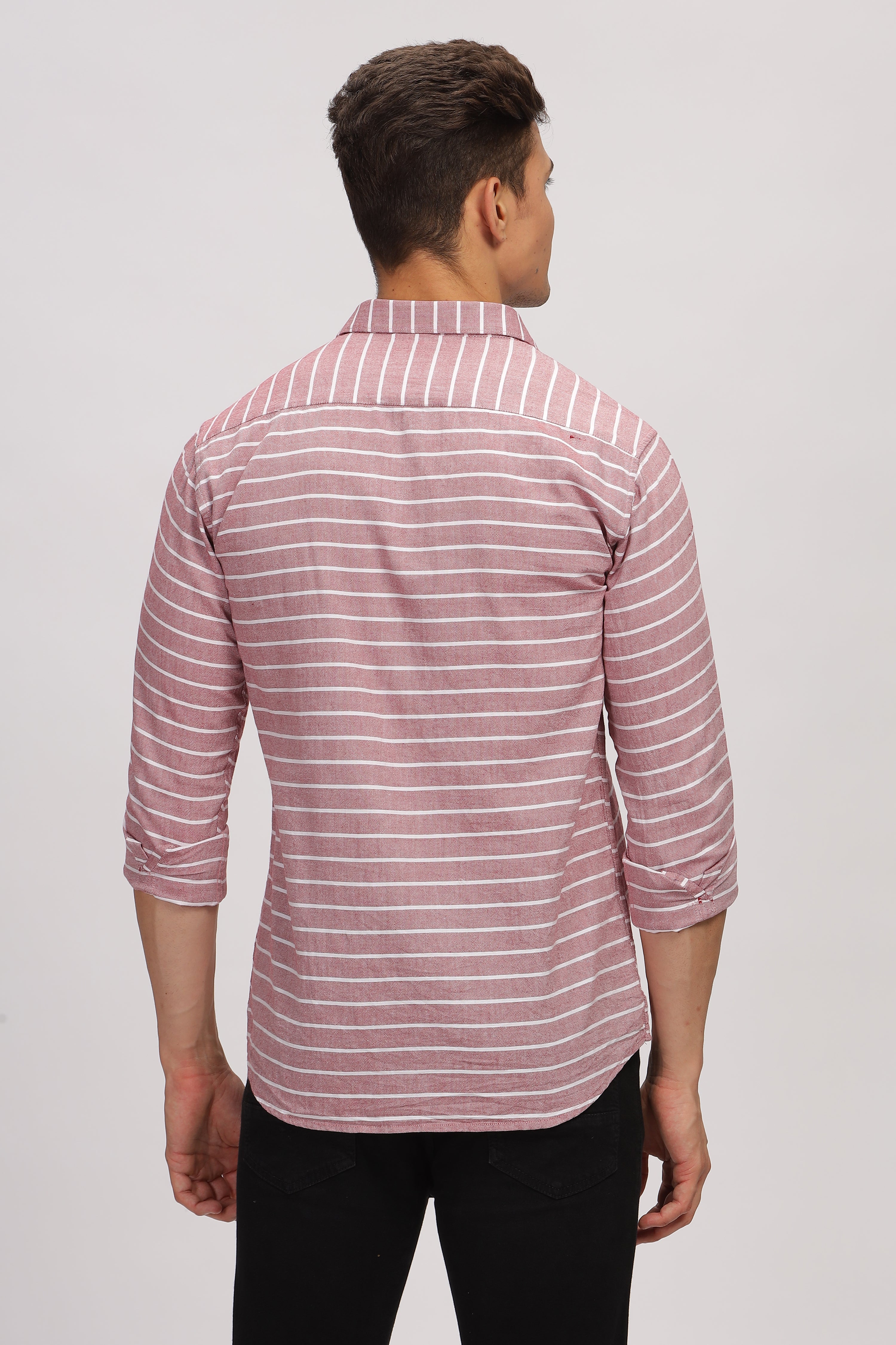 Slim fit Weft Stripes Violet Shirt