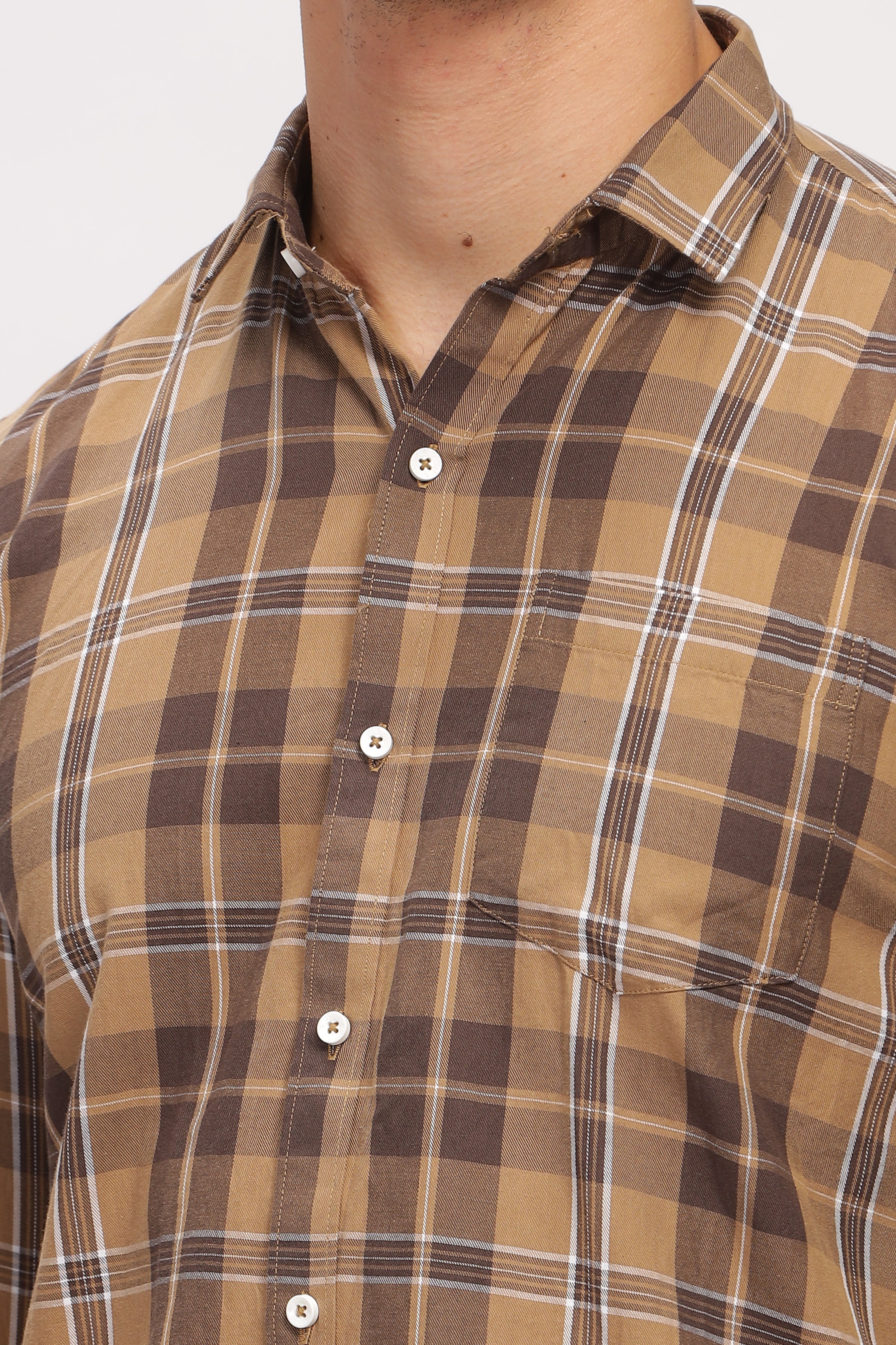 Rust Brown Slim Fit Checkered Shirt