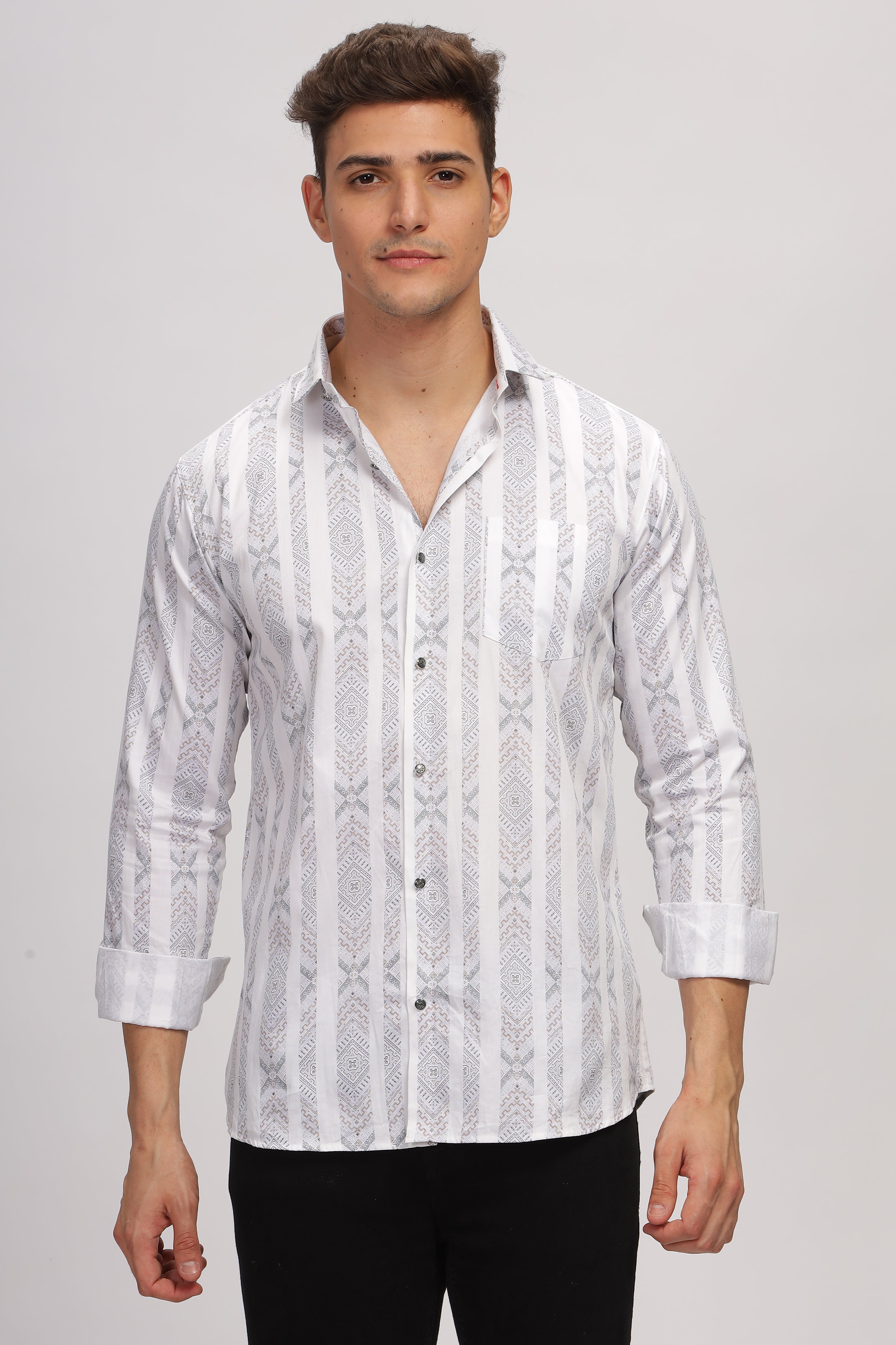 Artistic Printed White Shirt