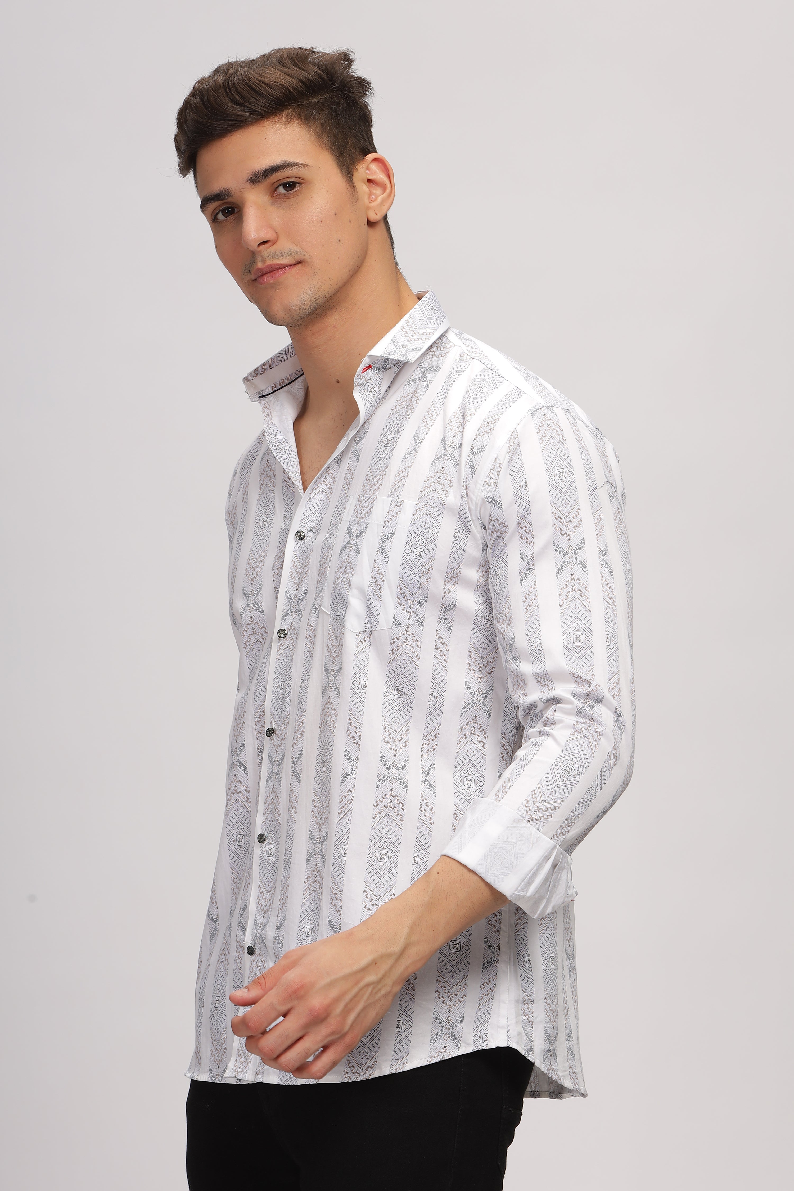 Artistic Printed White Shirt