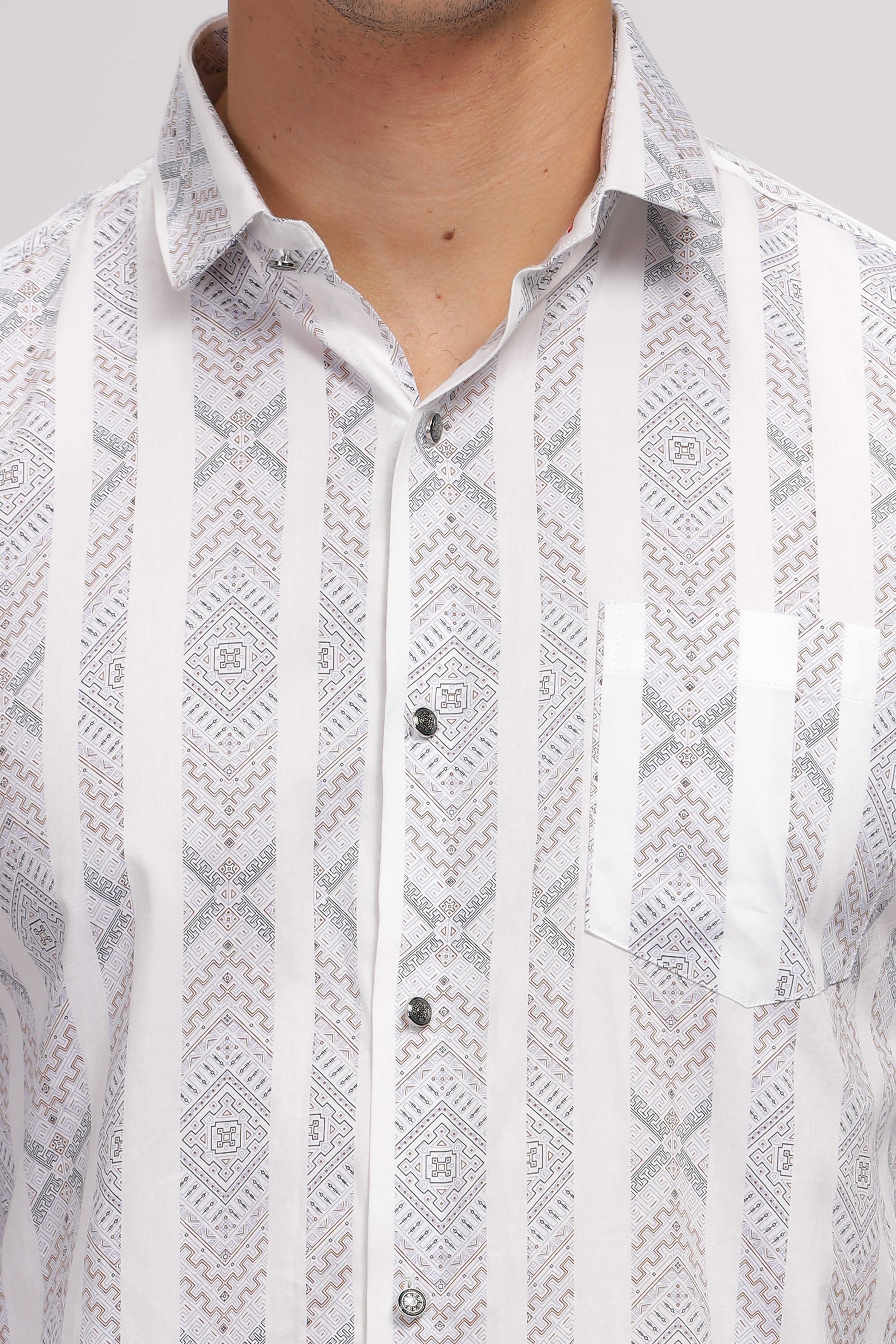 Artistic Printed White Shirt