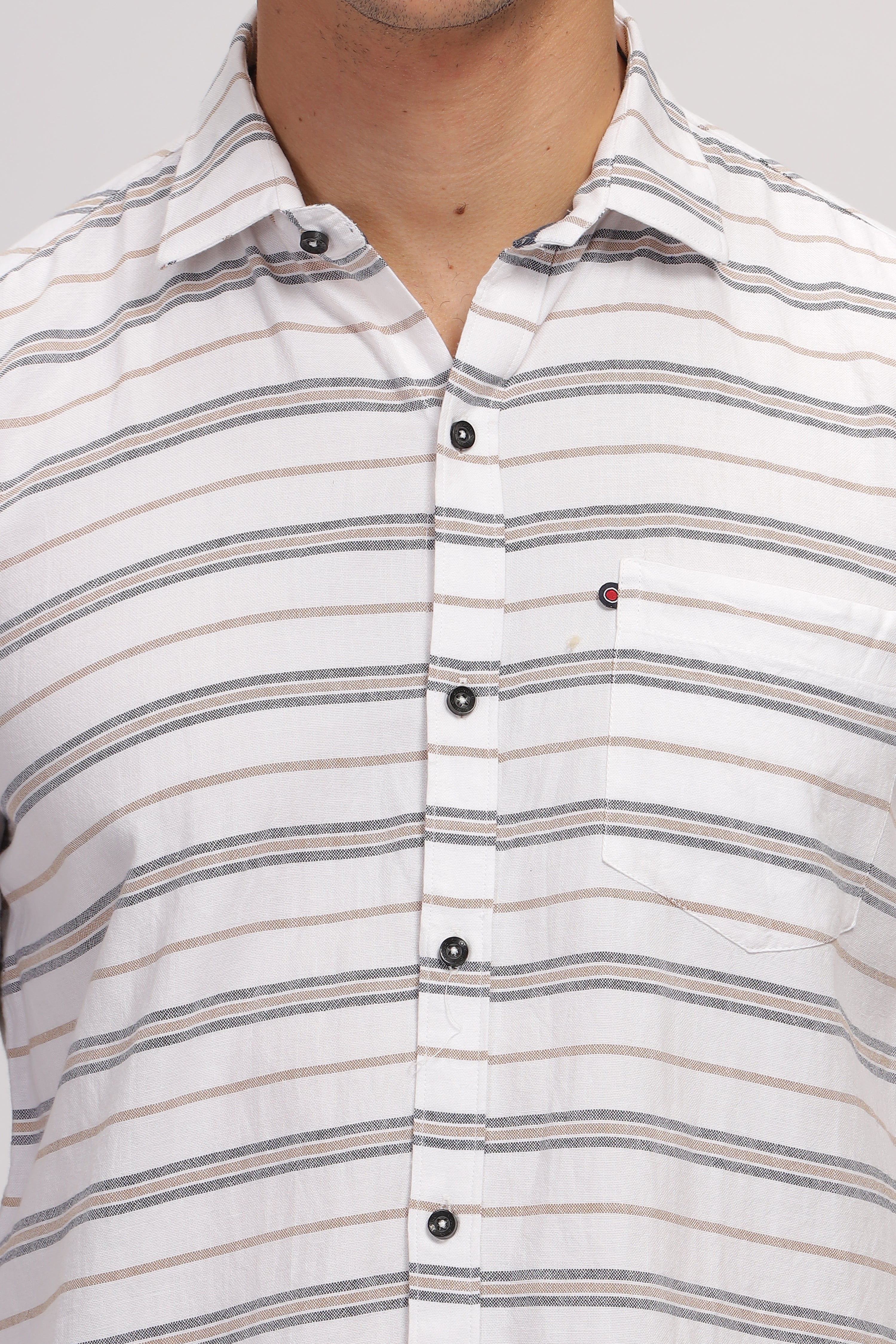 Horizontally Striped White Shirt