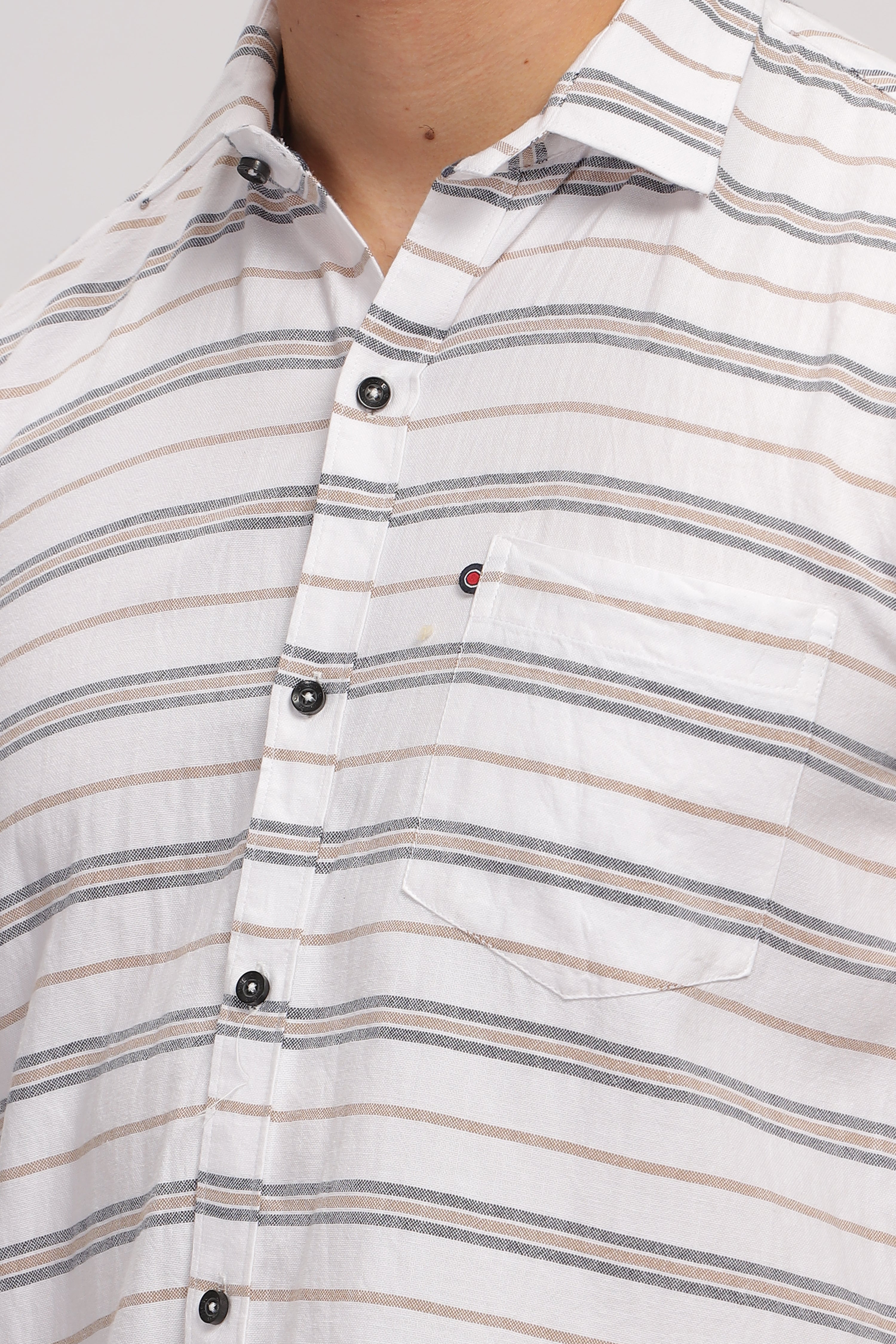 Horizontally Striped White Shirt