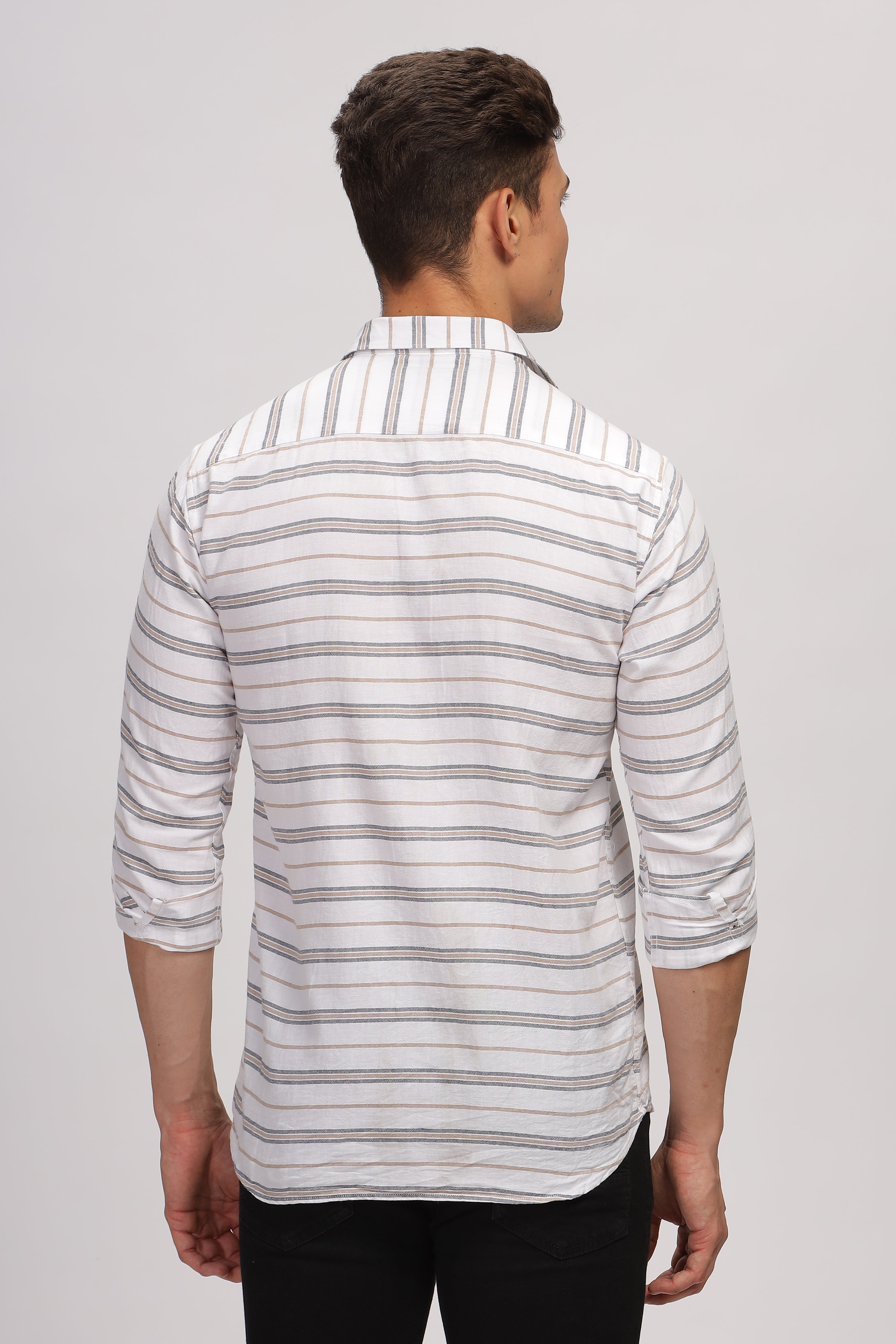 Horizontally Striped White Shirt