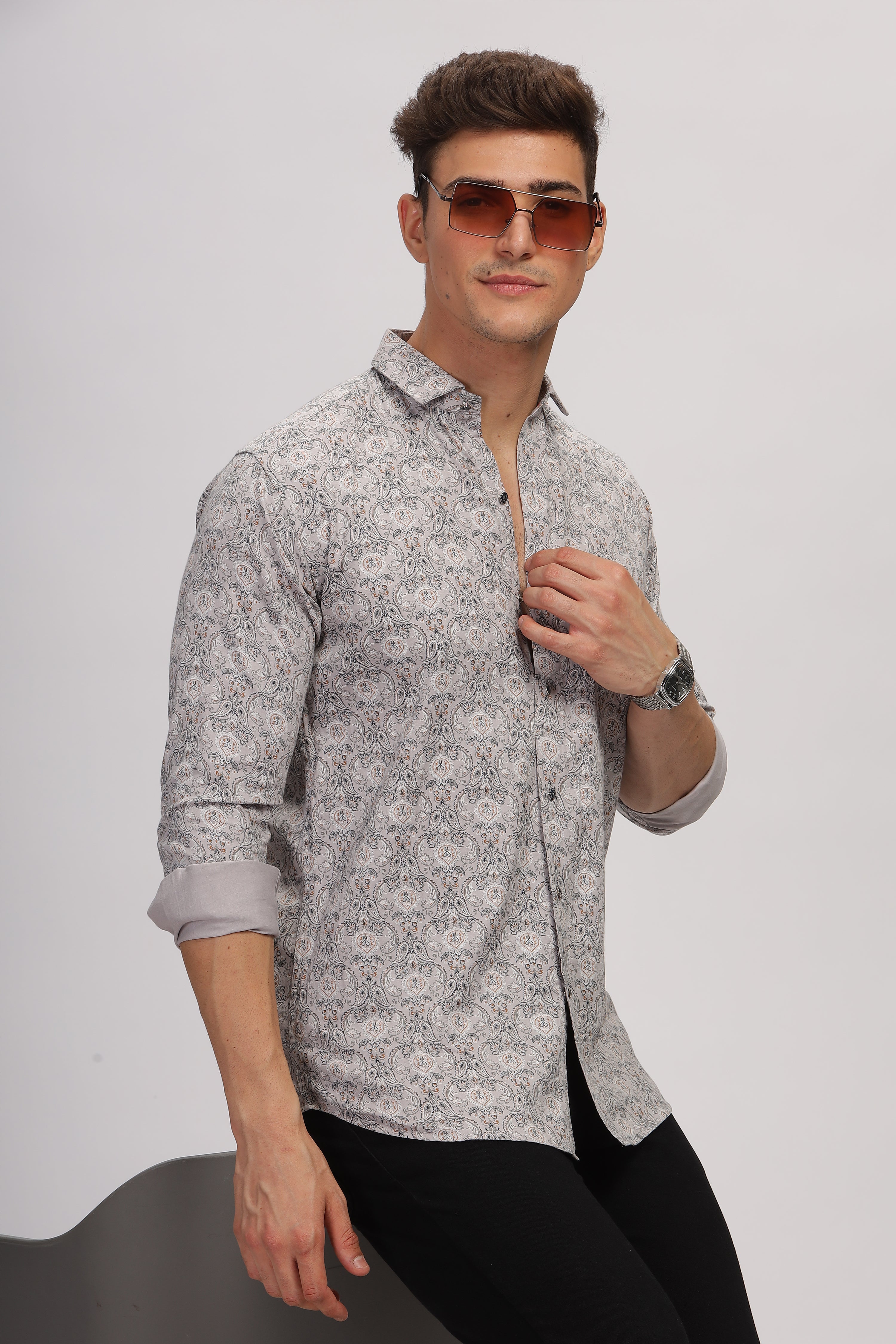 Regal Paisley Grey Shirt