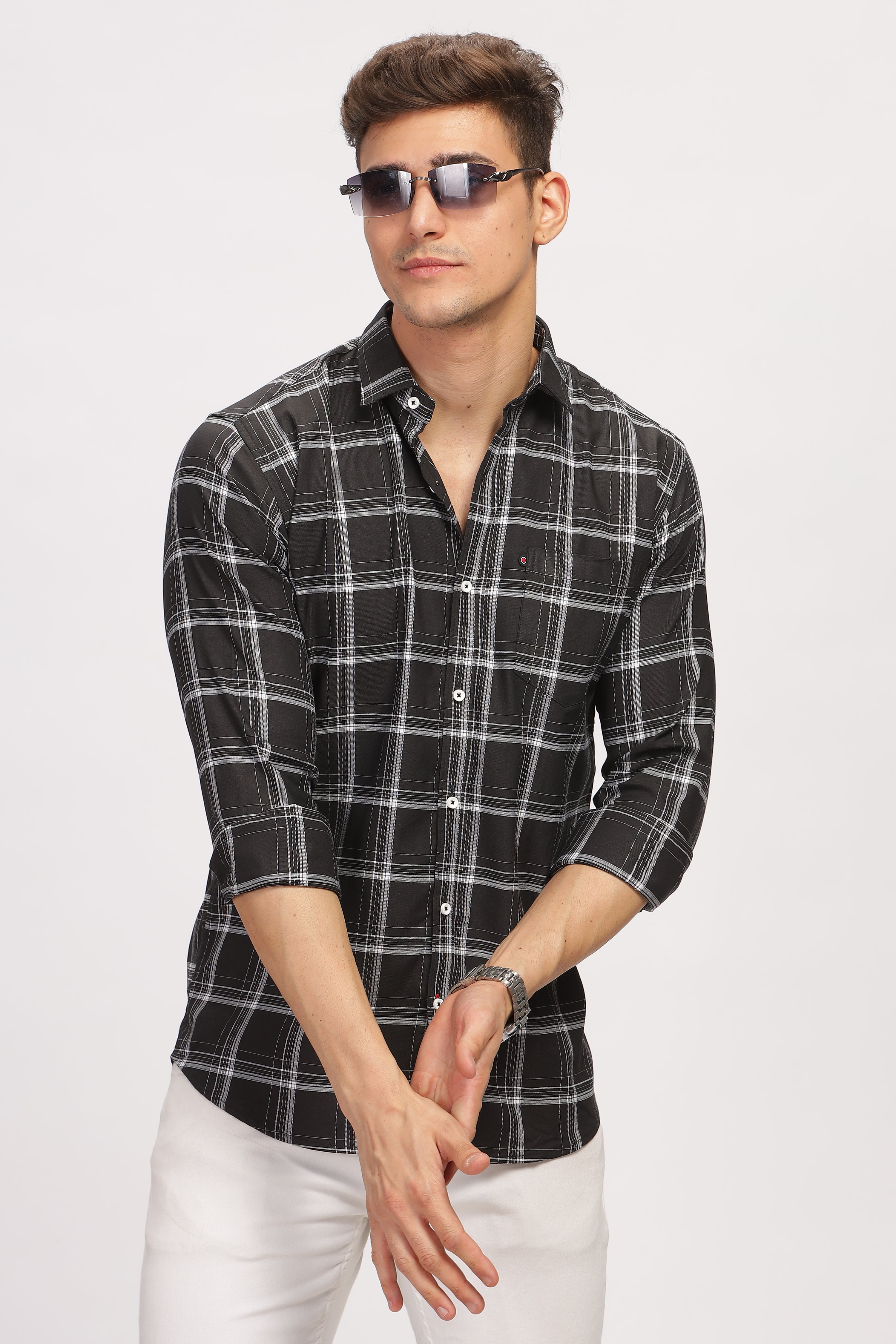 Plaza Grid Black Checks Shirt