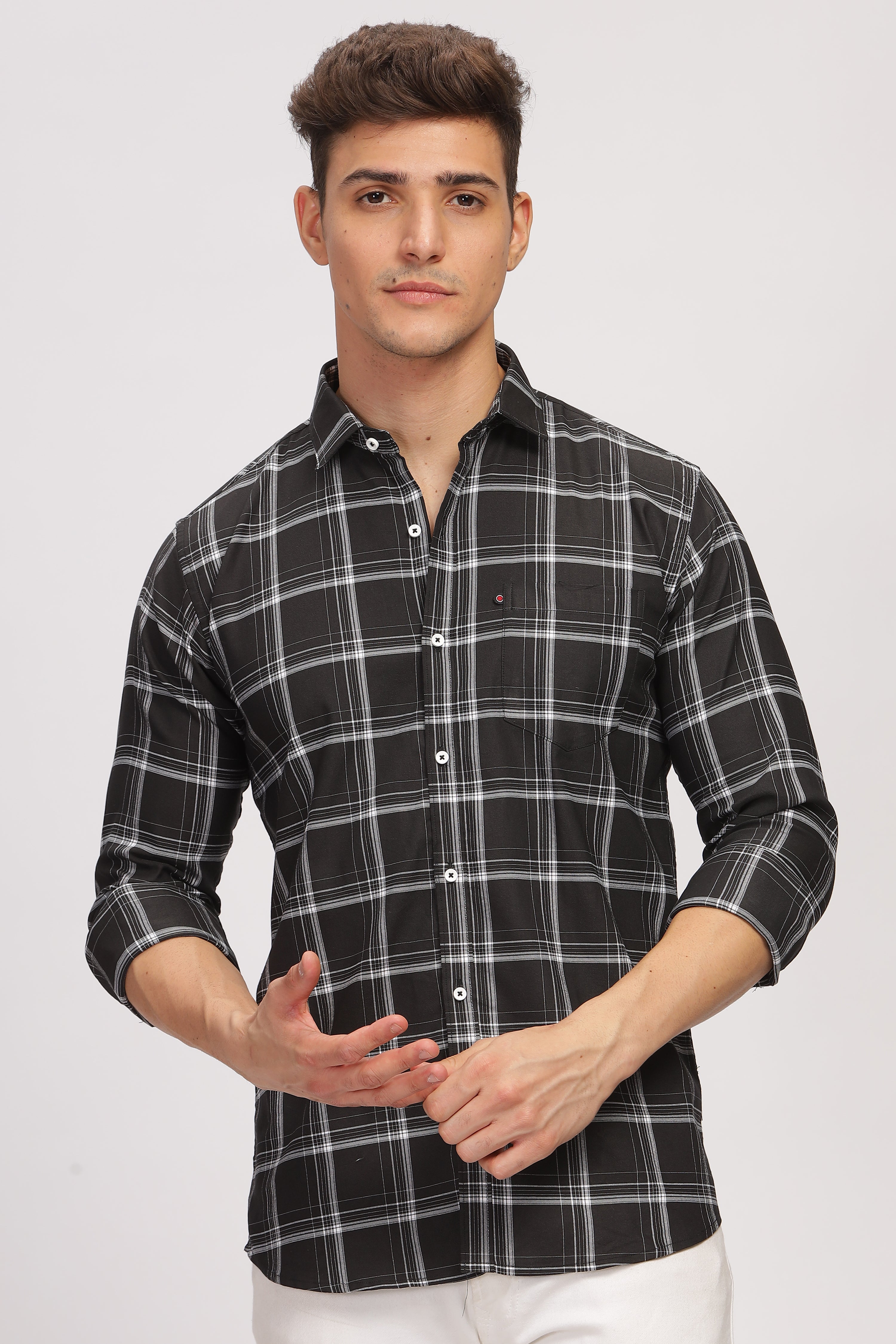 Plaza Grid Black Checks Shirt