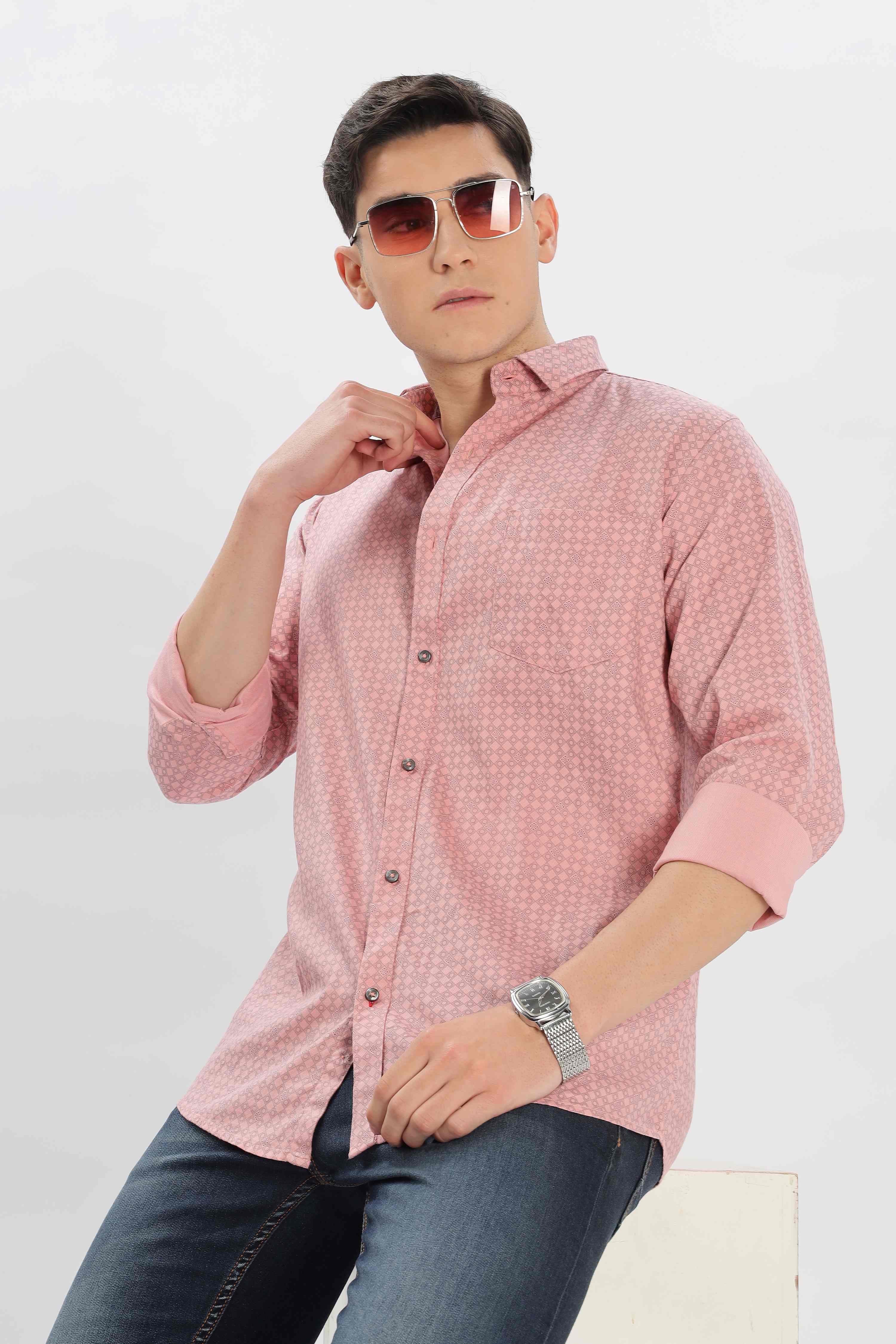 Cotton fabric Geometric Pattern Shirt