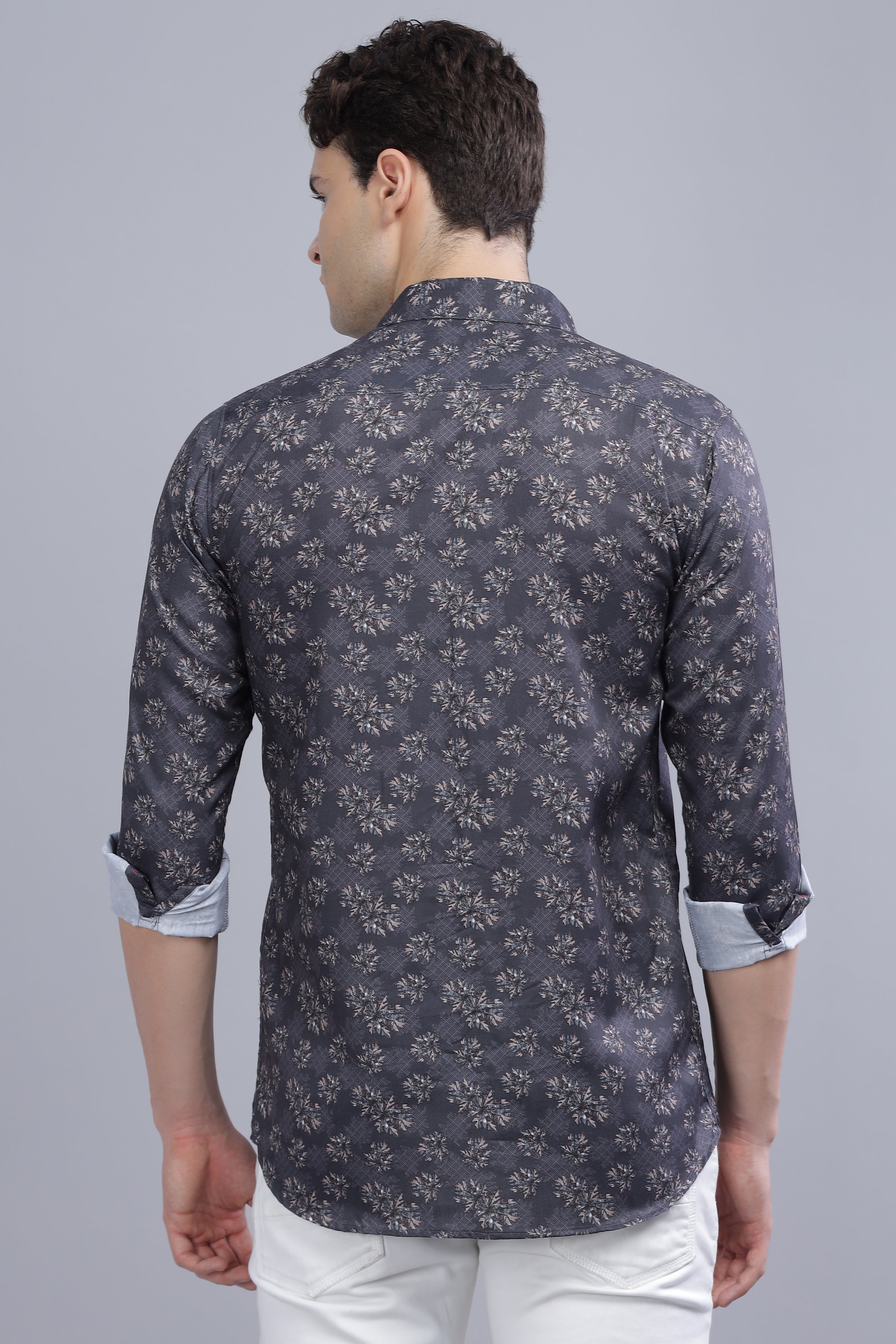 Floral Grey Linen Shirt