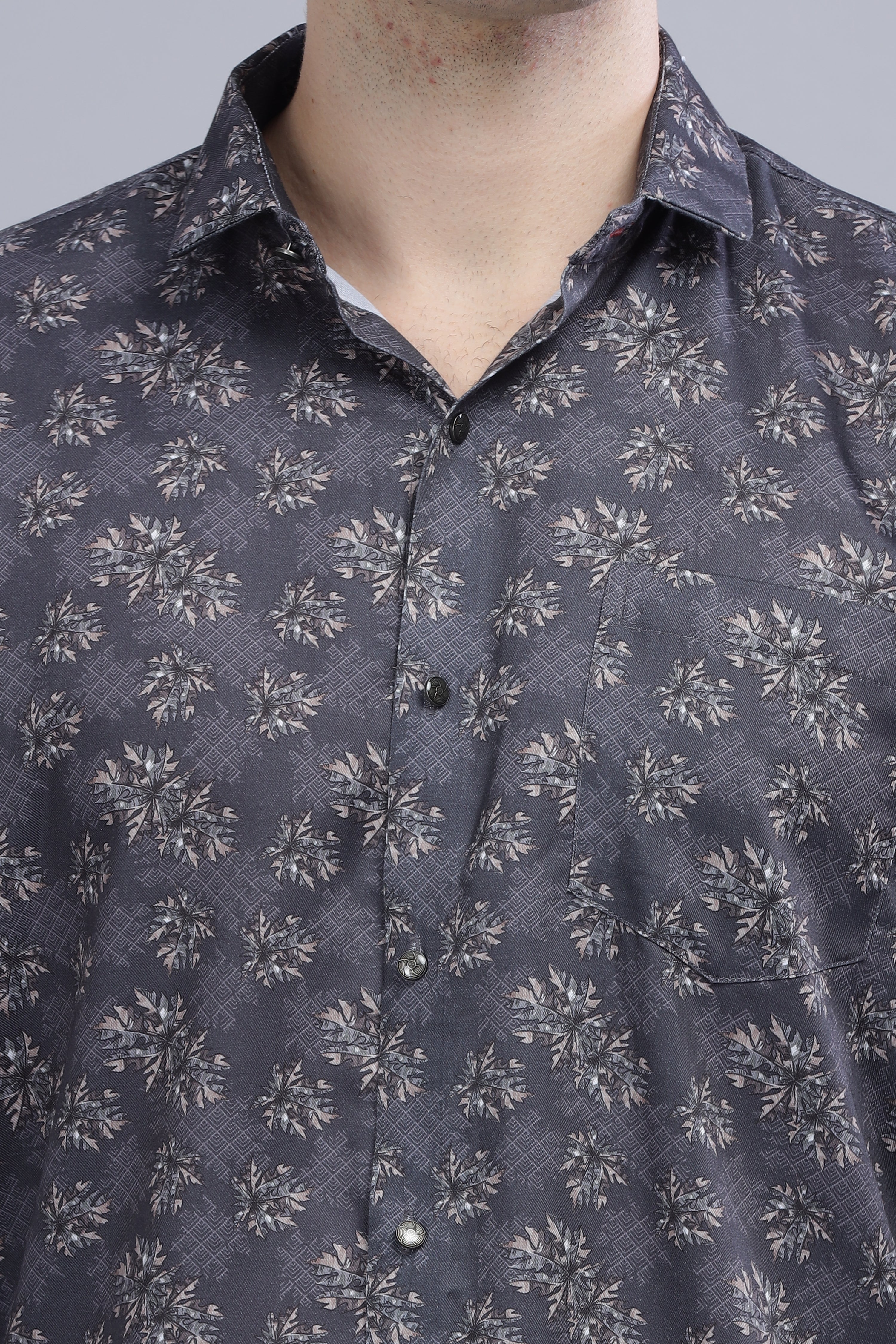 Floral Grey Linen Shirt