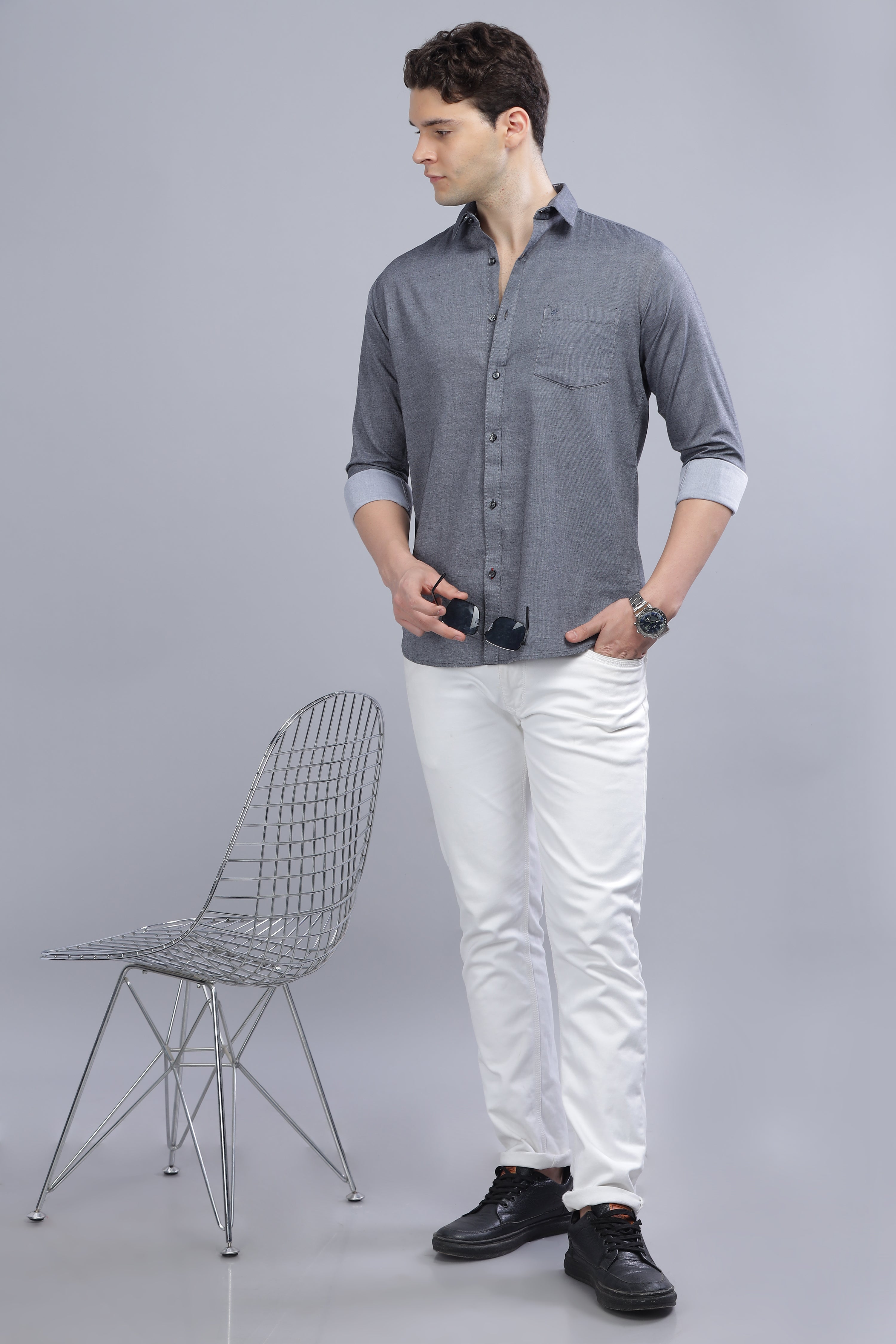 Linen Blend Dark Grey Shirt