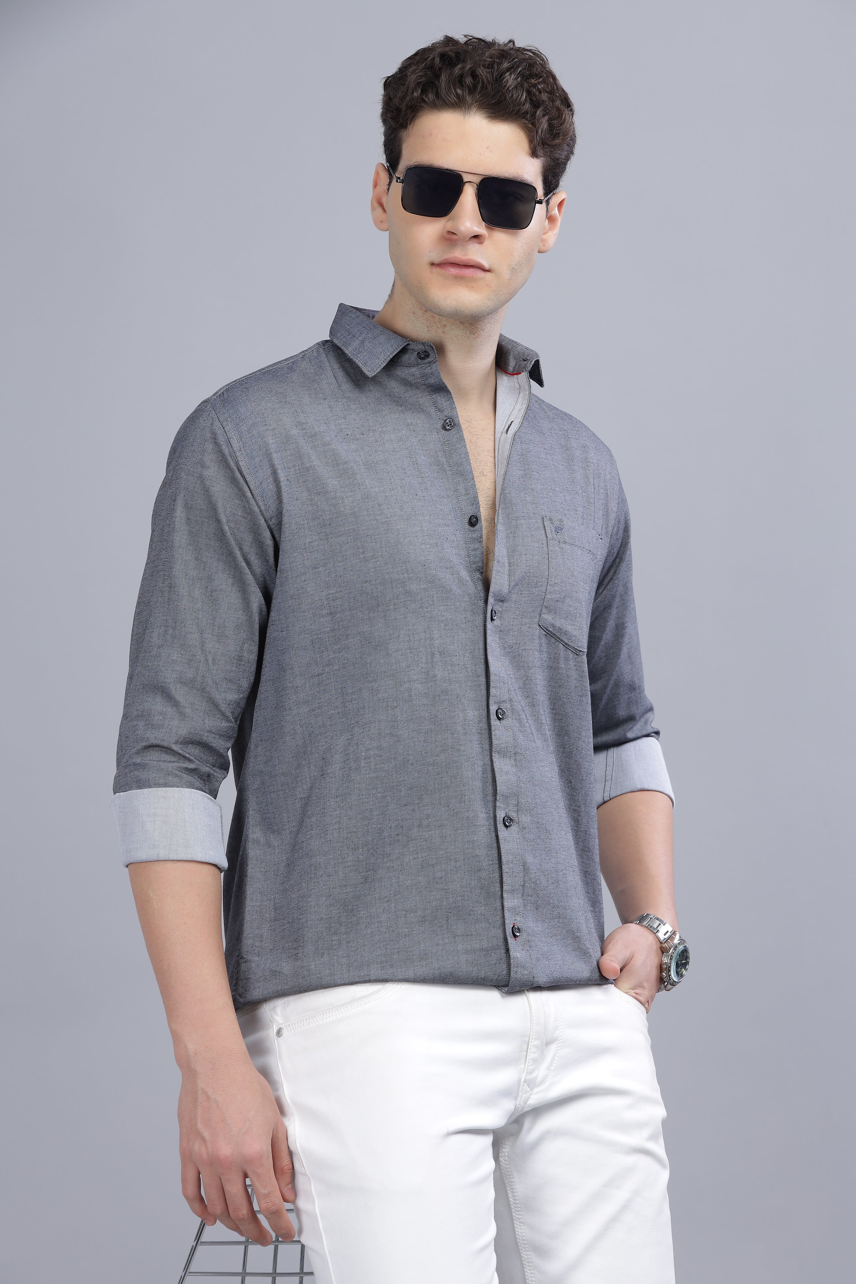 Linen Blend Dark Grey Shirt