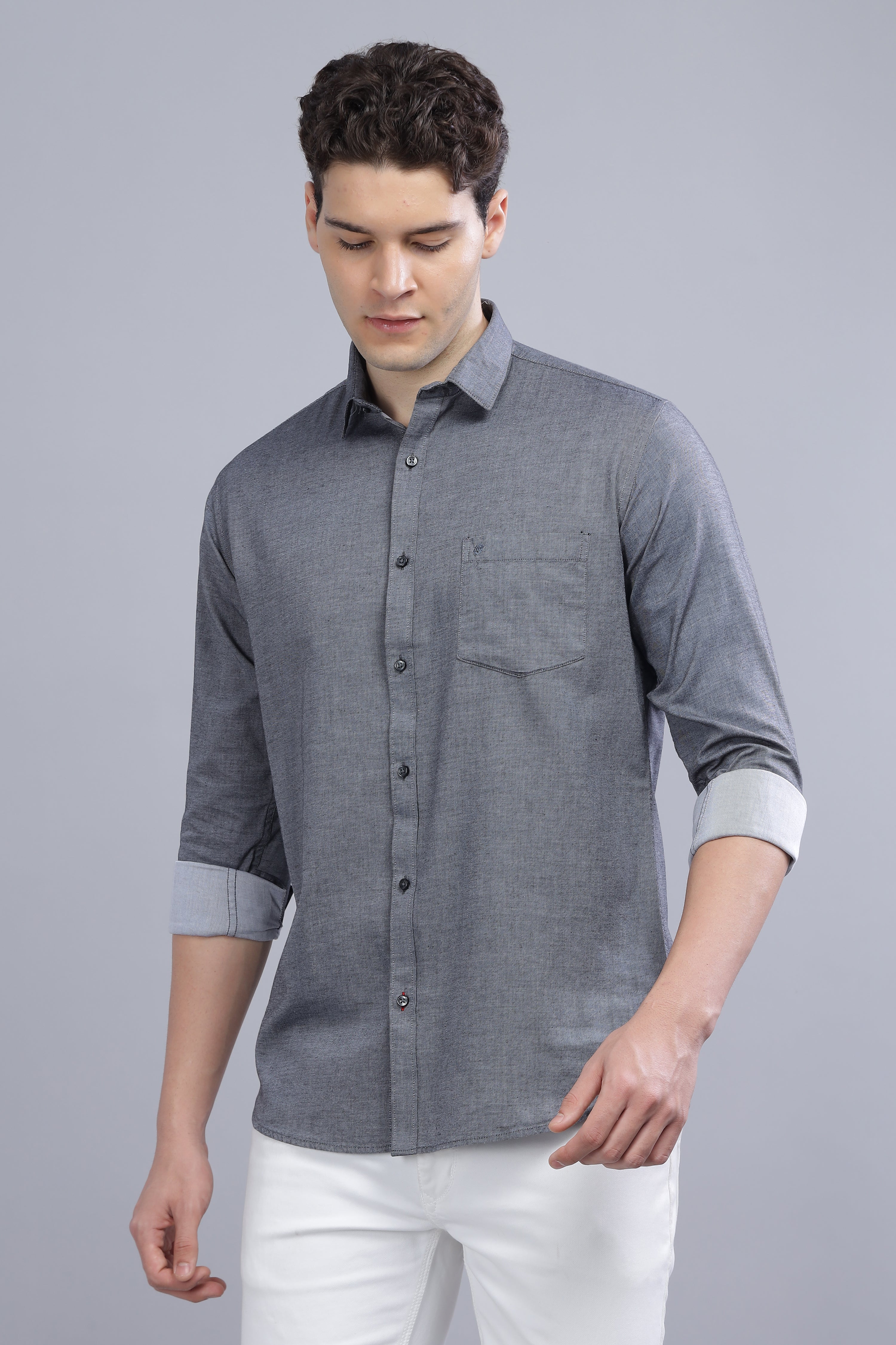 Linen Blend Dark Grey Shirt