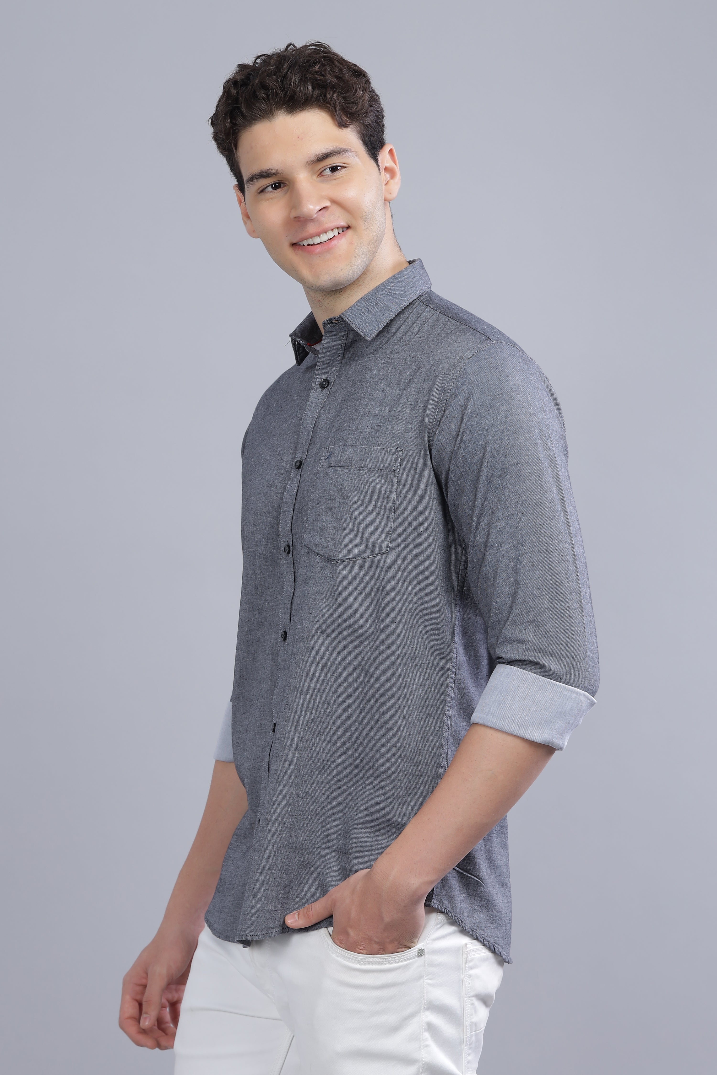 Linen Blend Dark Grey Shirt