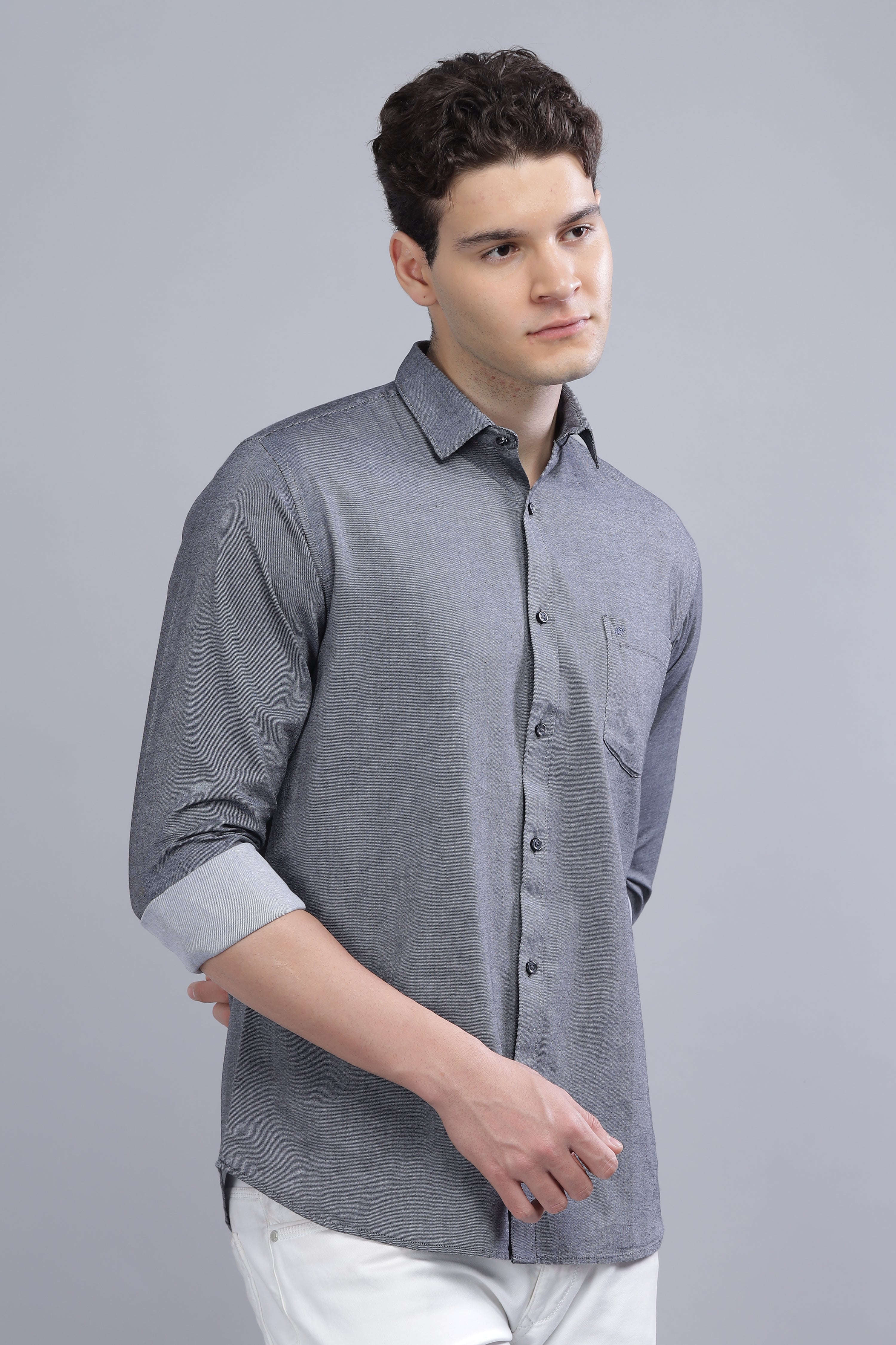 Linen Blend Dark Grey Shirt