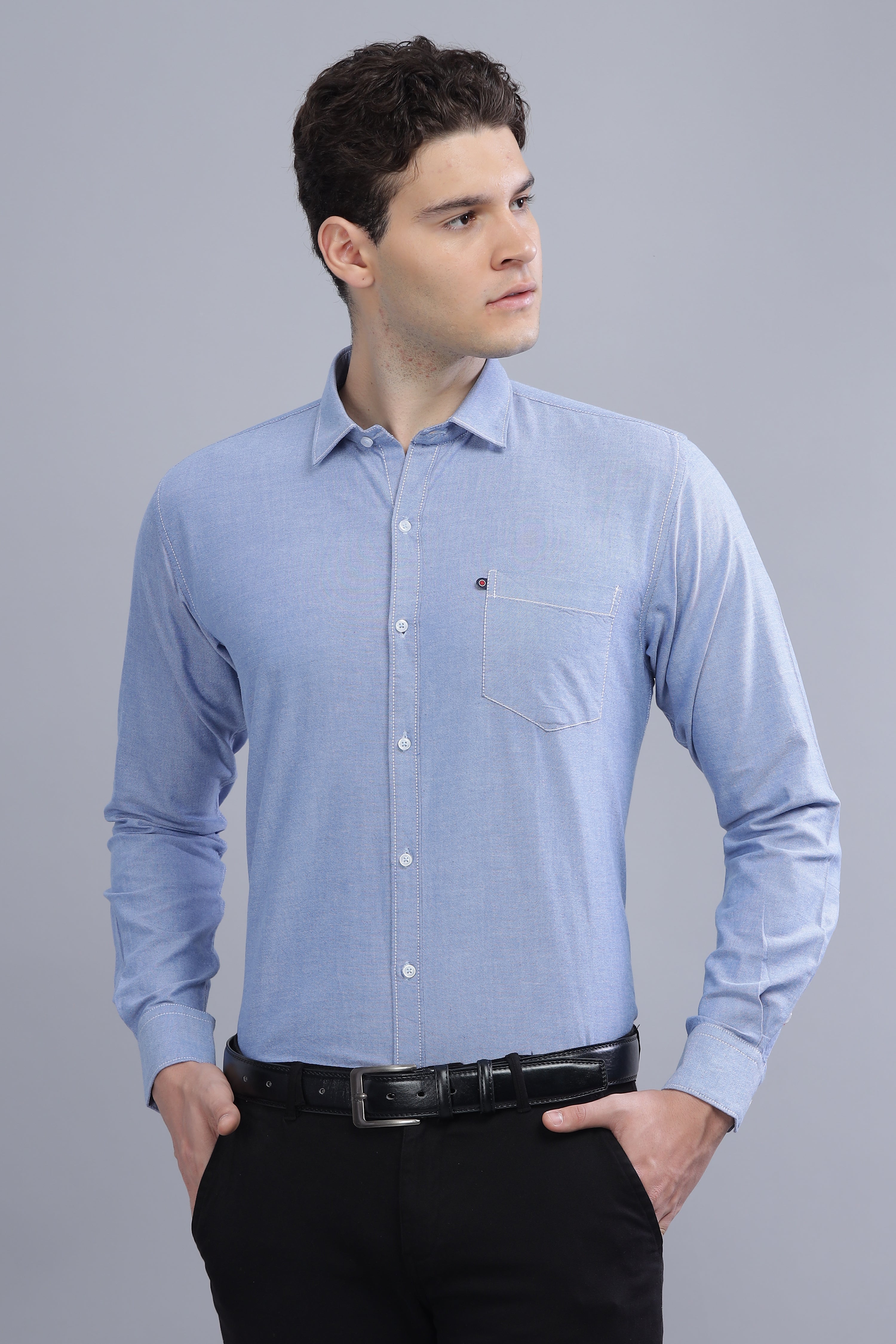 Regular Fit sky blue shirt