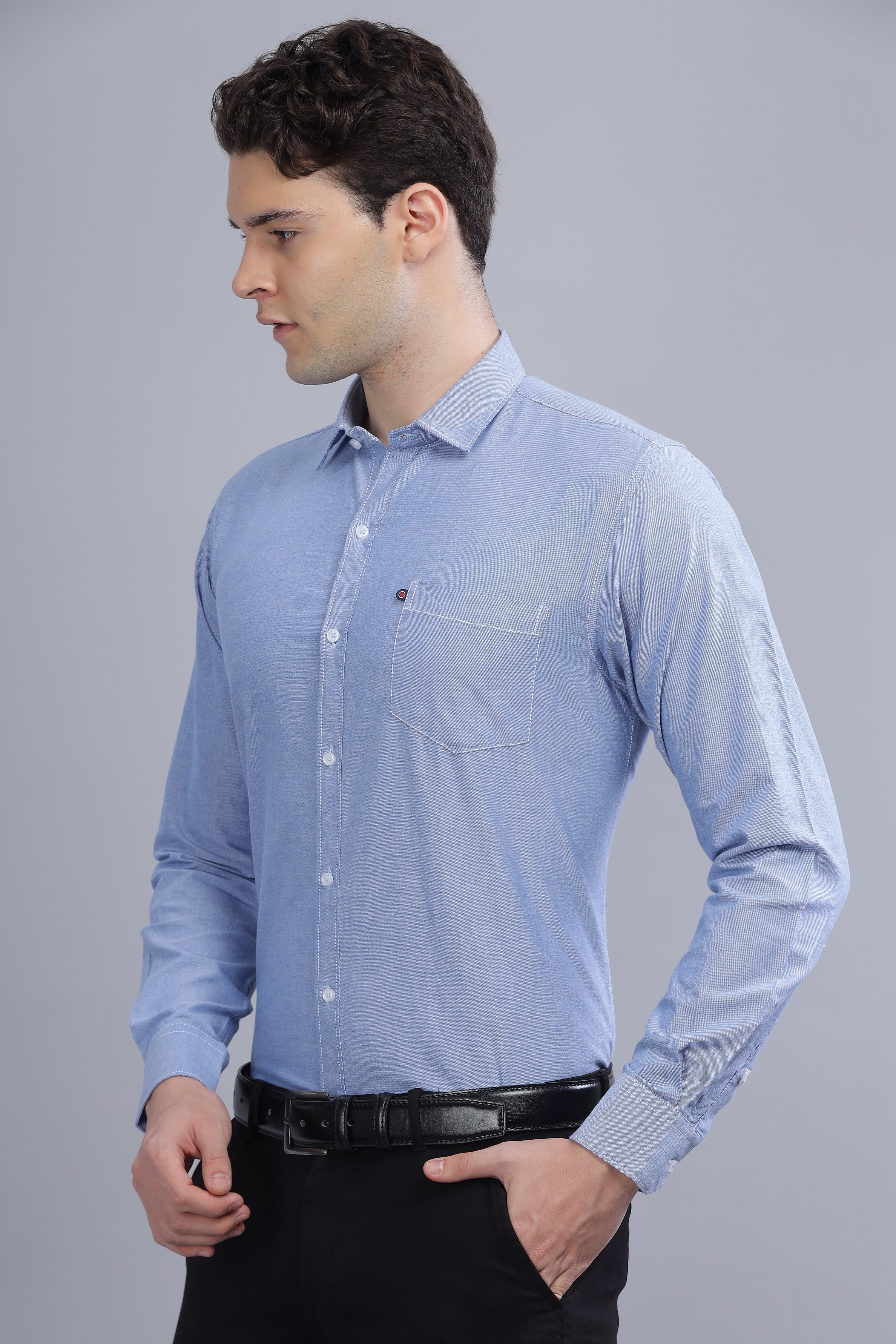 Regular Fit sky blue shirt