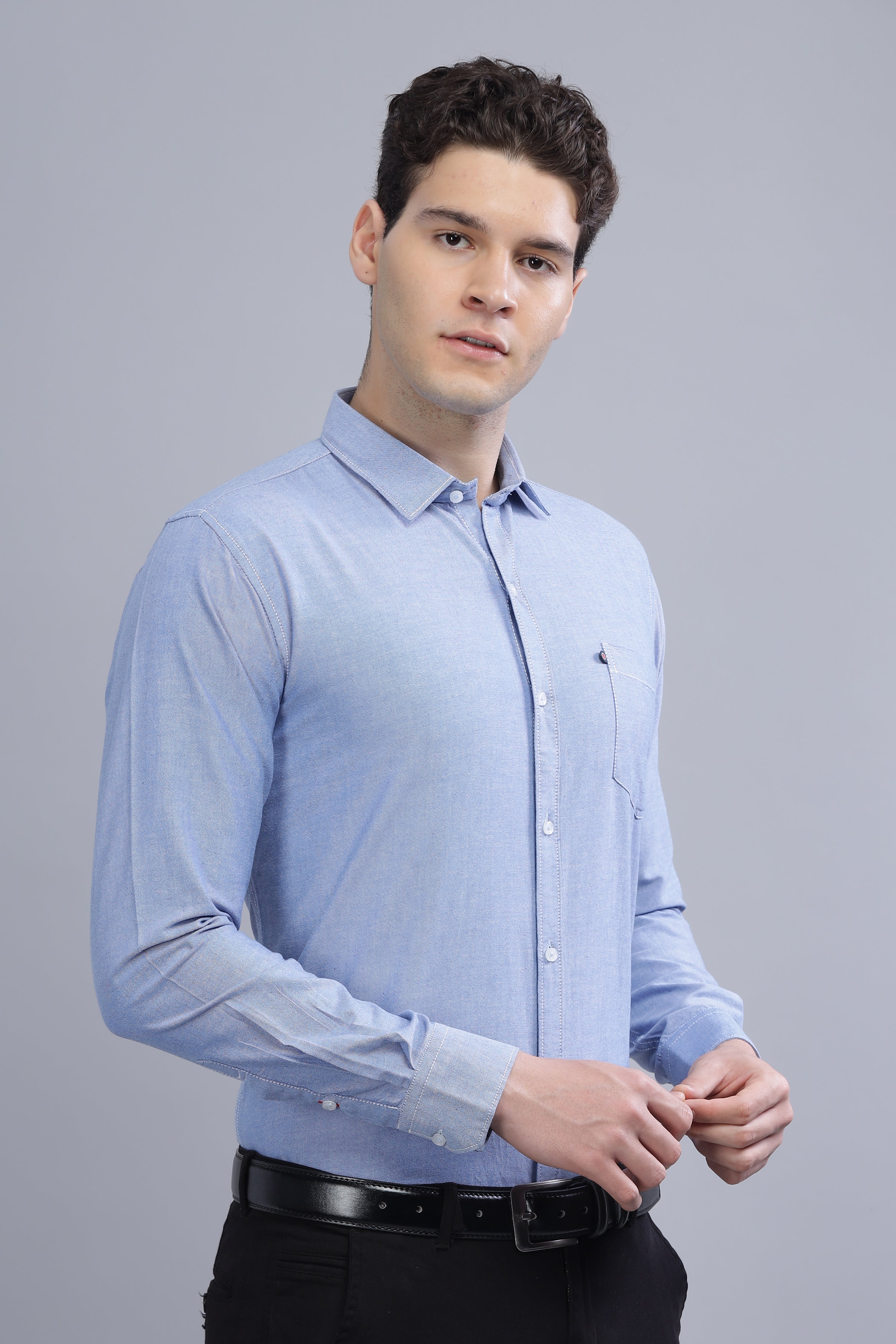 Regular Fit sky blue shirt