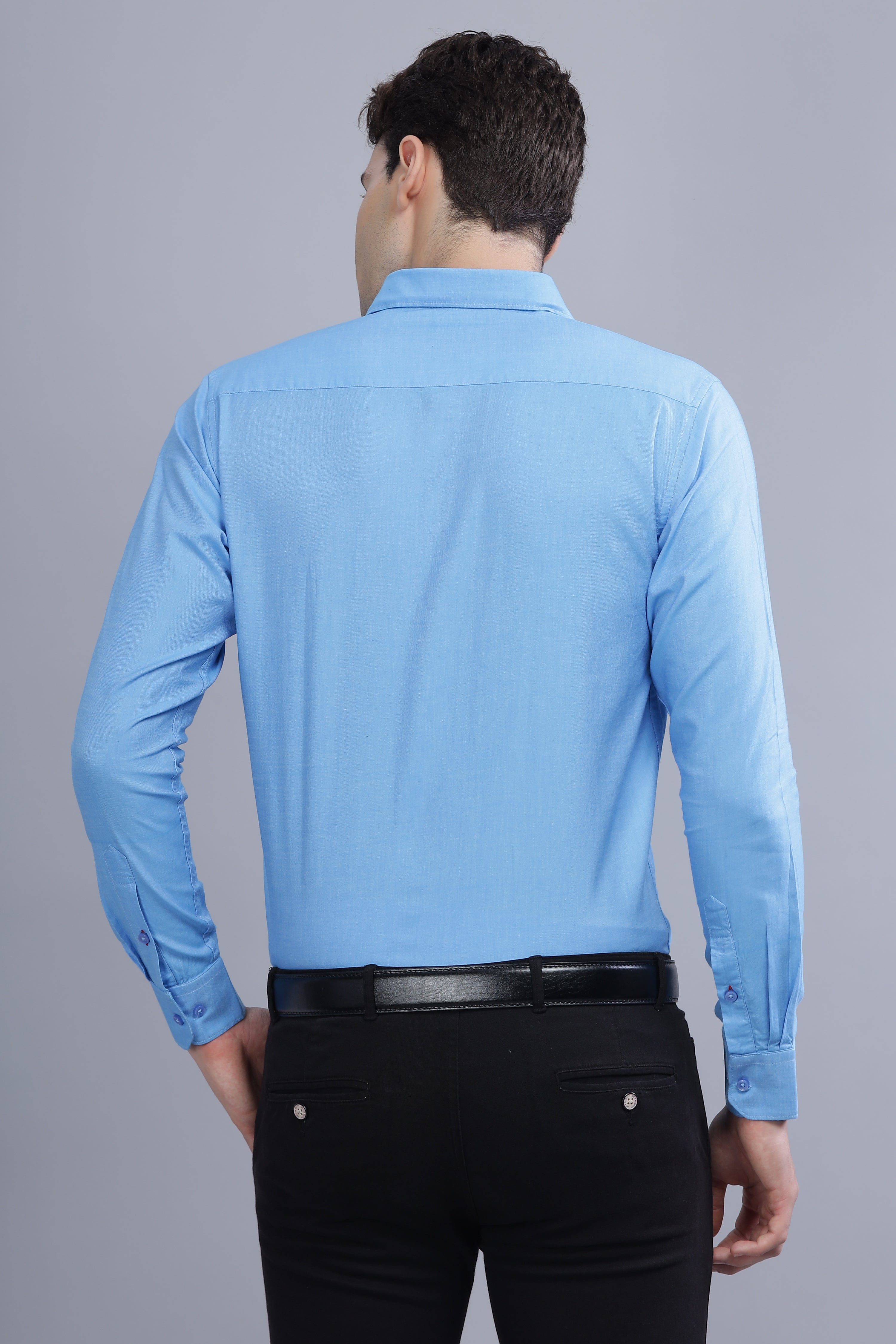 Linen Blend Blue Shirt